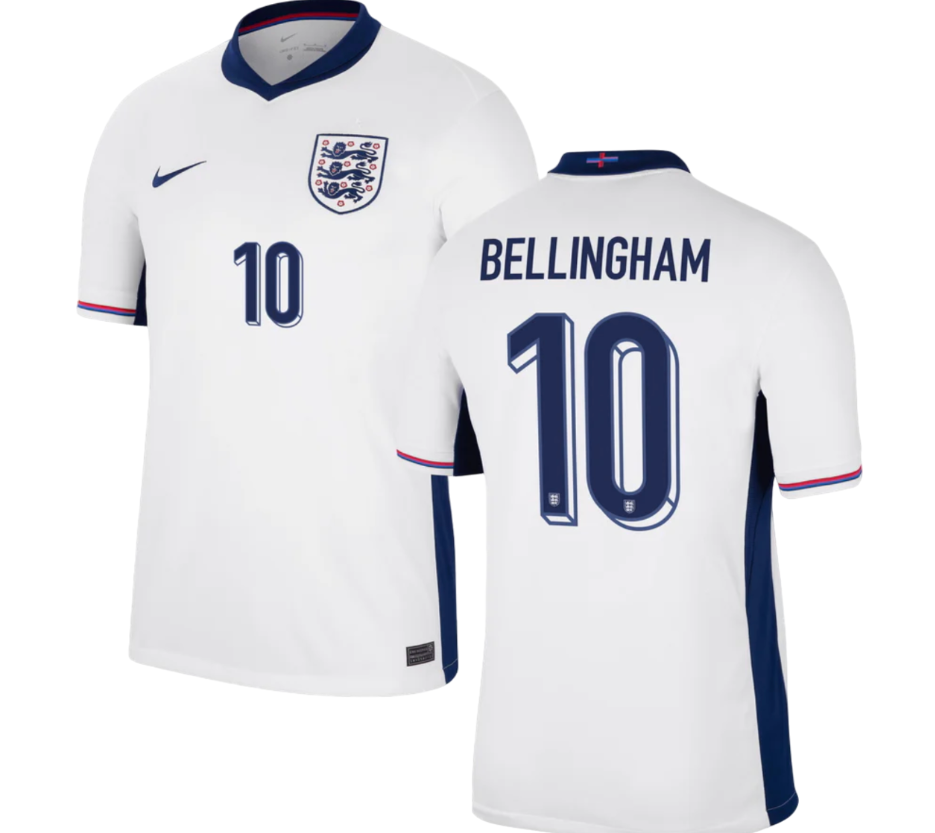 Men's Jude Bellingham Replica England Home Jersey 2024