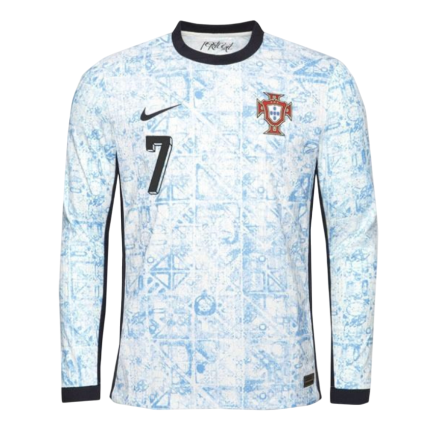 Men's Cristiano Ronaldo Authentic Portugal Long-Sleeve Away Jersey 2024