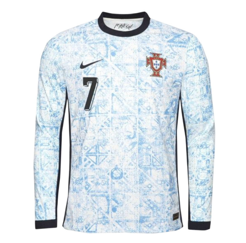 Image of Men's Cristiano Ronaldo Authentic Portugal Long-Sleeve Away Jersey 2024