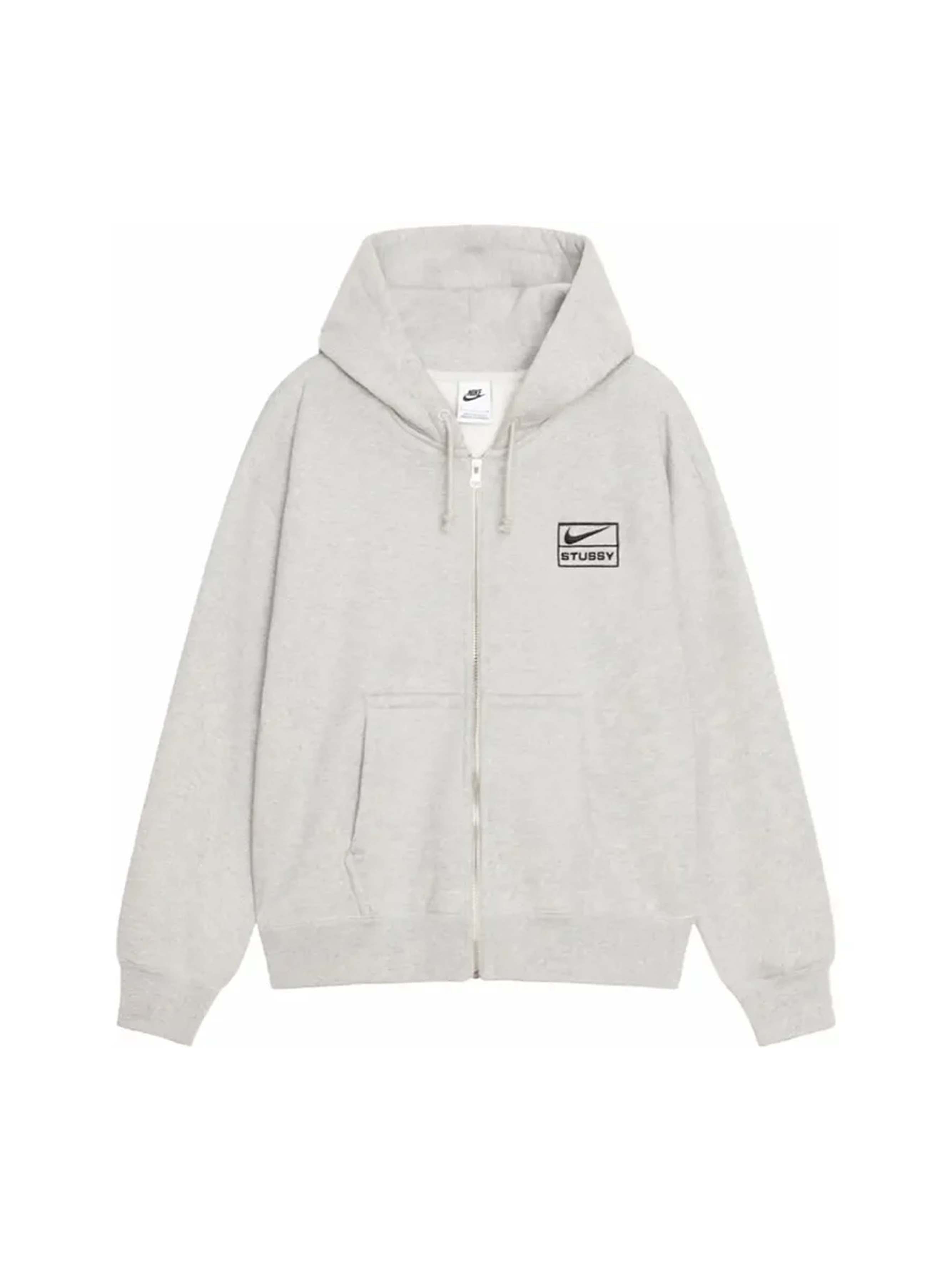 Image of Stussy x Nike Fleece Zip Hoodie (SS24) Grey Heather - Prior