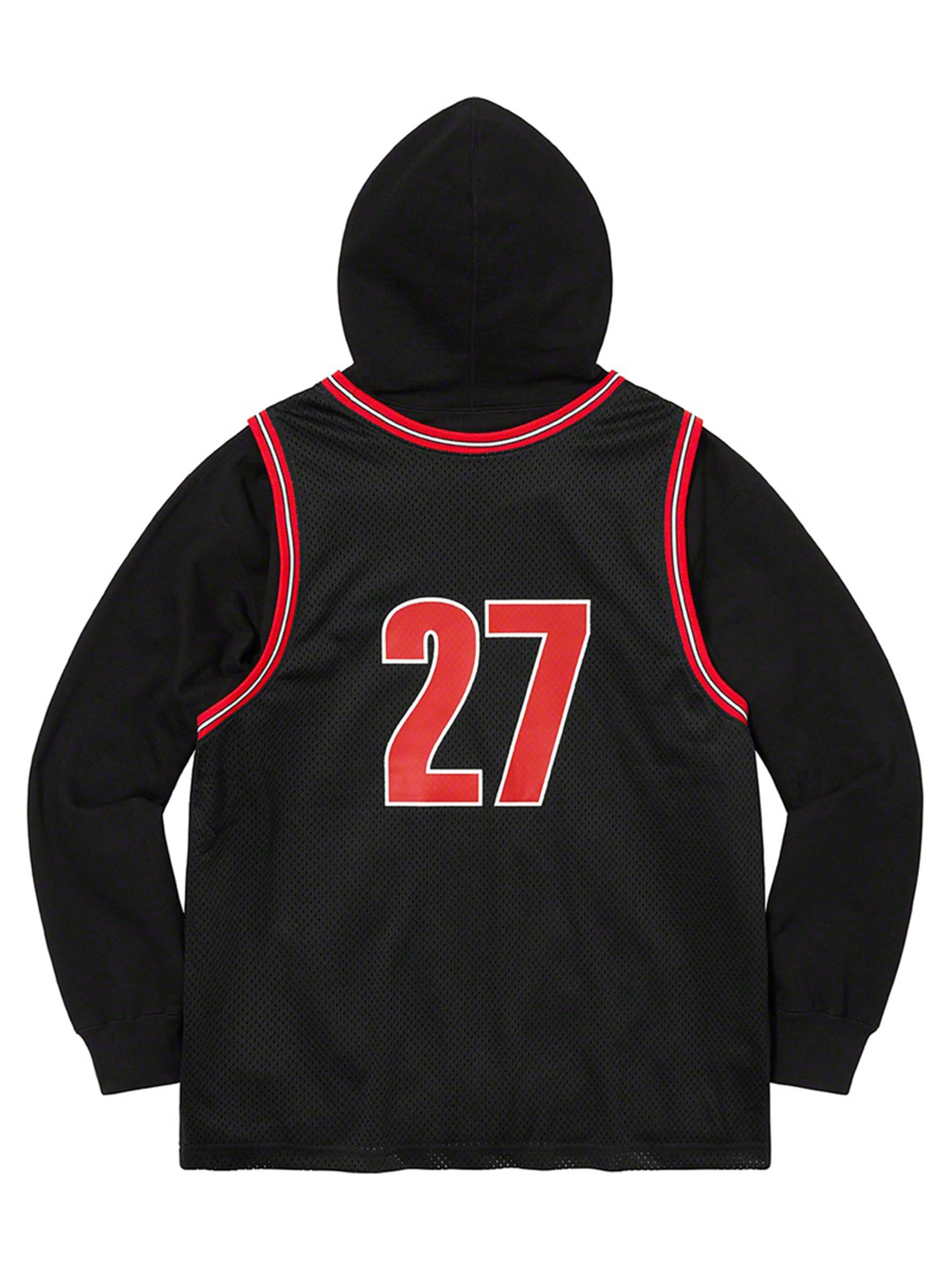 Image of Supreme Basketball Jersey Hooded Sweatshirt Black [SS21] Prior