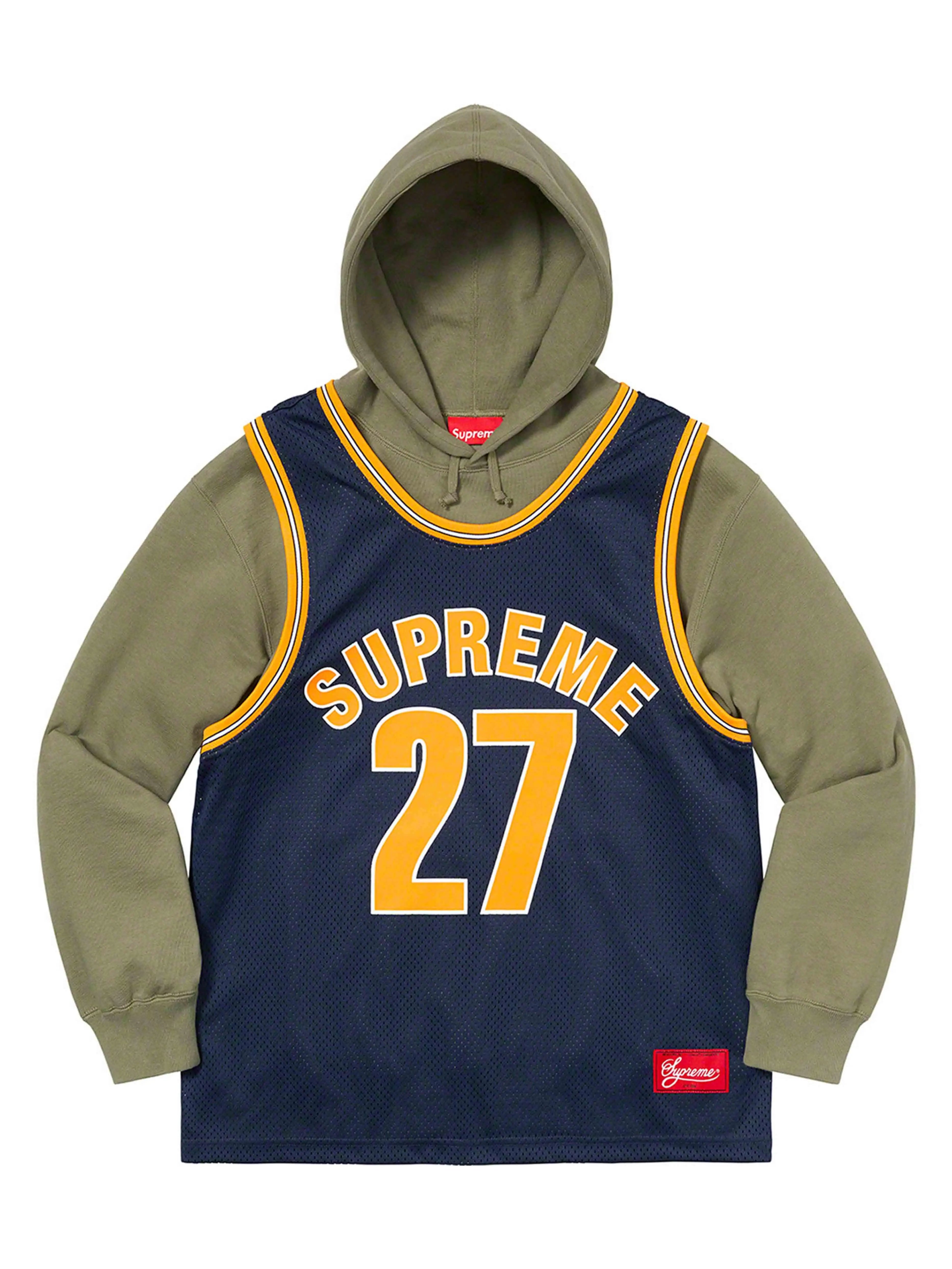 Image of Supreme Basketball Jersey Hooded Sweatshirt Light Olive [SS21] Prior