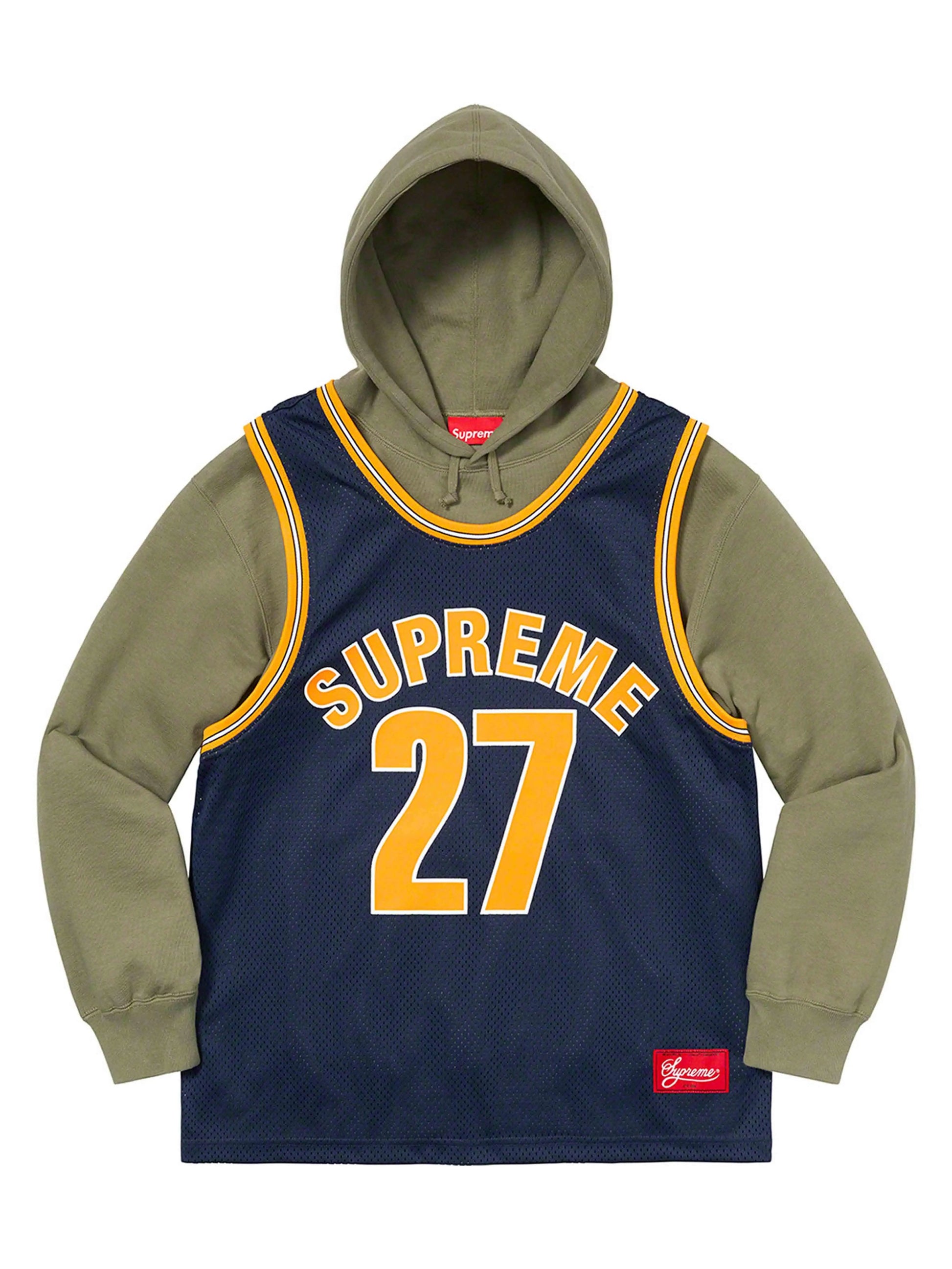 Supreme Basketball Jersey Hooded Sweatshirt Light Olive [SS21] Prior