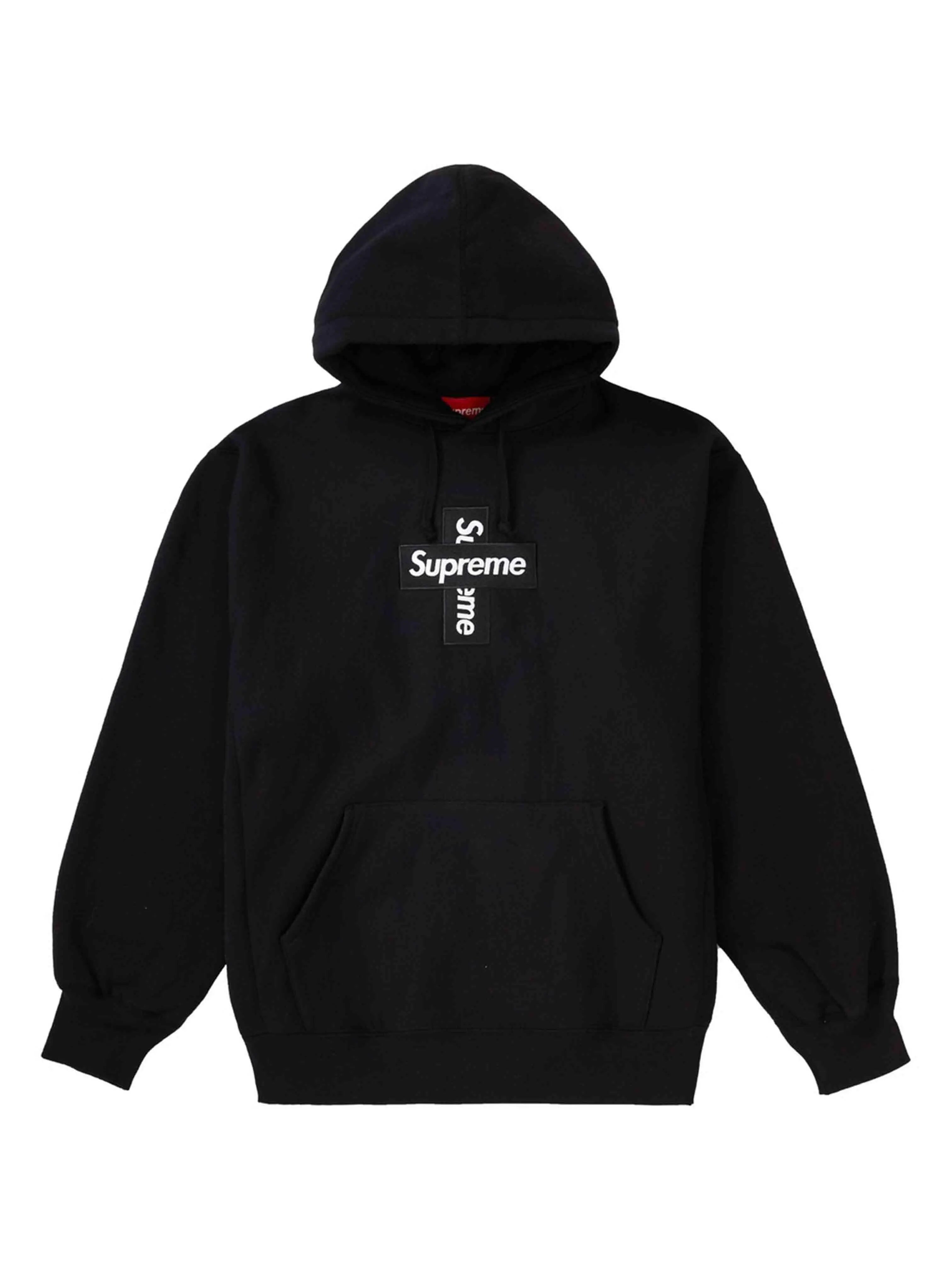 Image of Supreme Cross Box Logo Hooded Sweatshirt Black [FW20] Prior