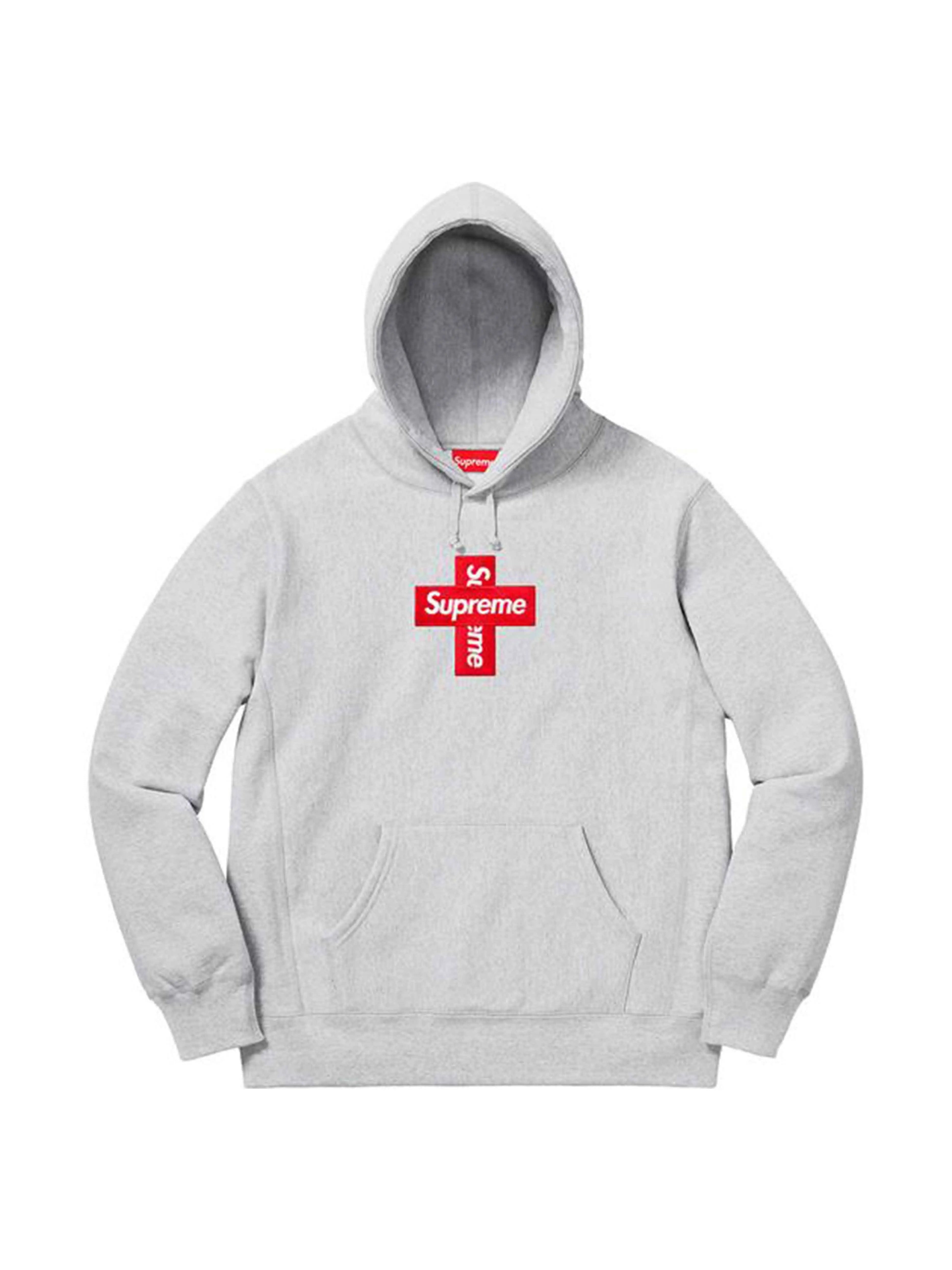 Image of Supreme Cross Box Logo Hooded Sweatshirt Heather Grey [FW20] Prior