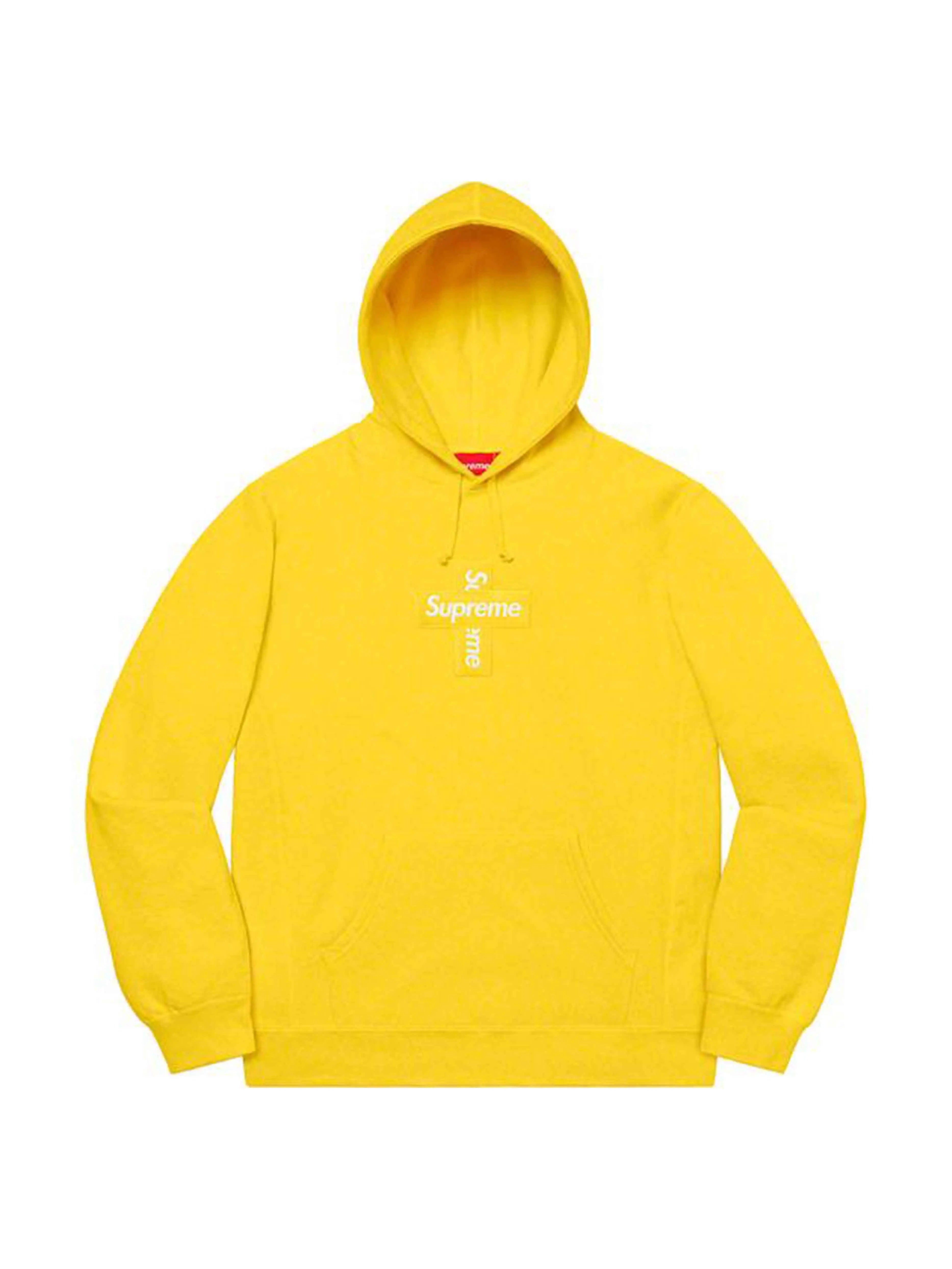 Image of Supreme Cross Box Logo Hooded Sweatshirt Lemon [FW20] Prior