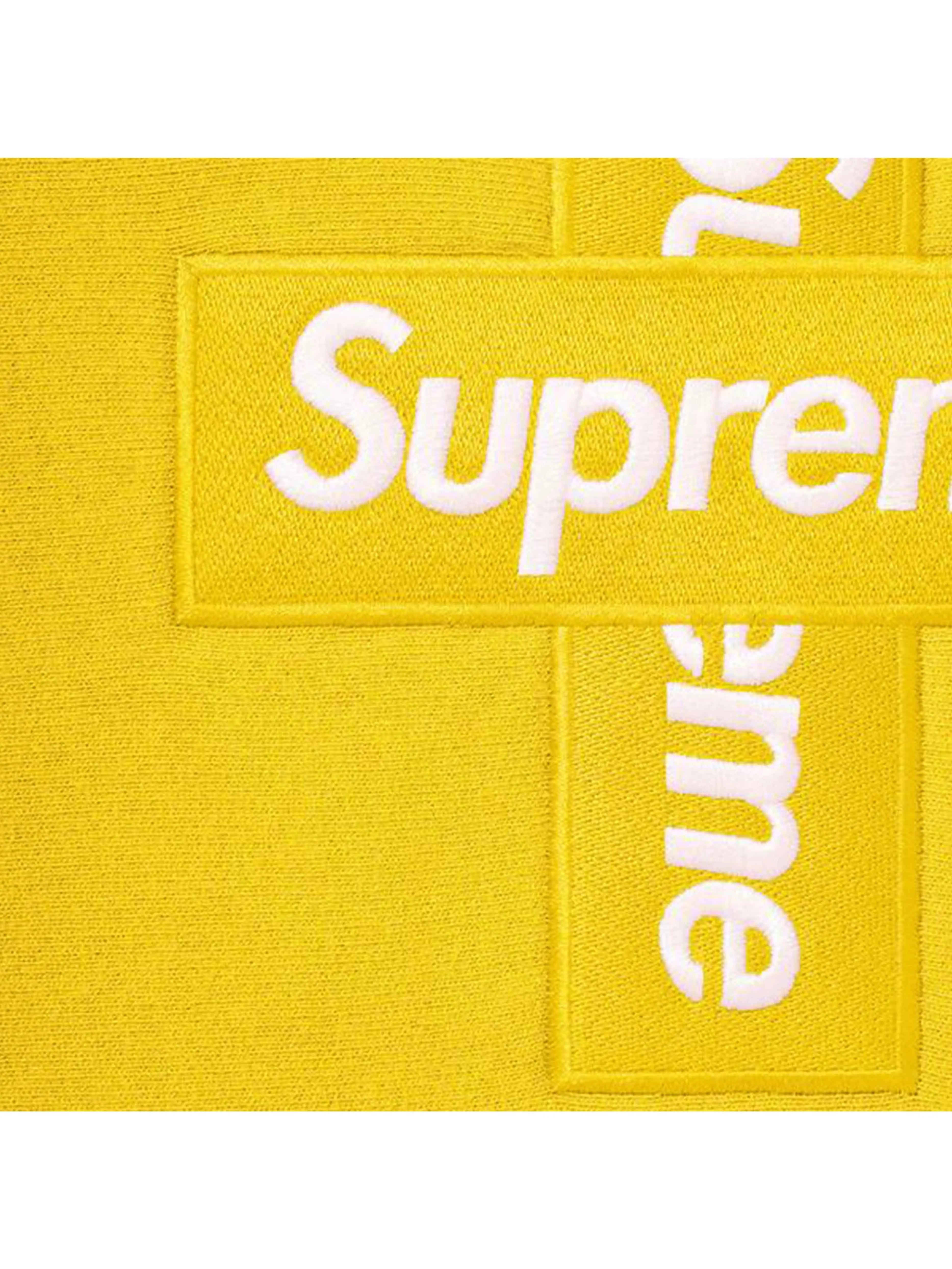 Image of Supreme Cross Box Logo Hooded Sweatshirt Lemon [FW20] Prior