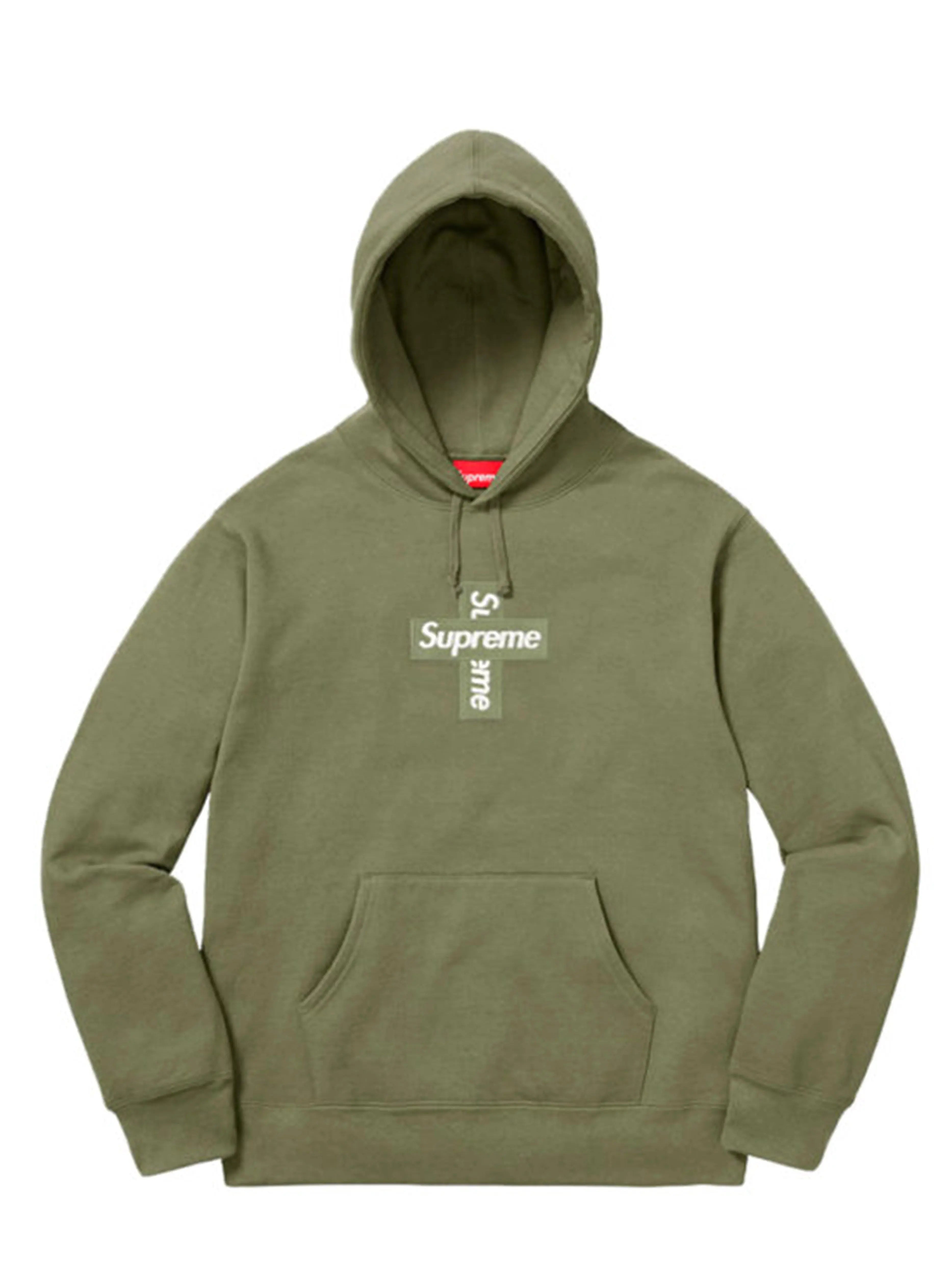 Image of Supreme Cross Box Logo Hooded Sweatshirt Olive [FW20] Prior