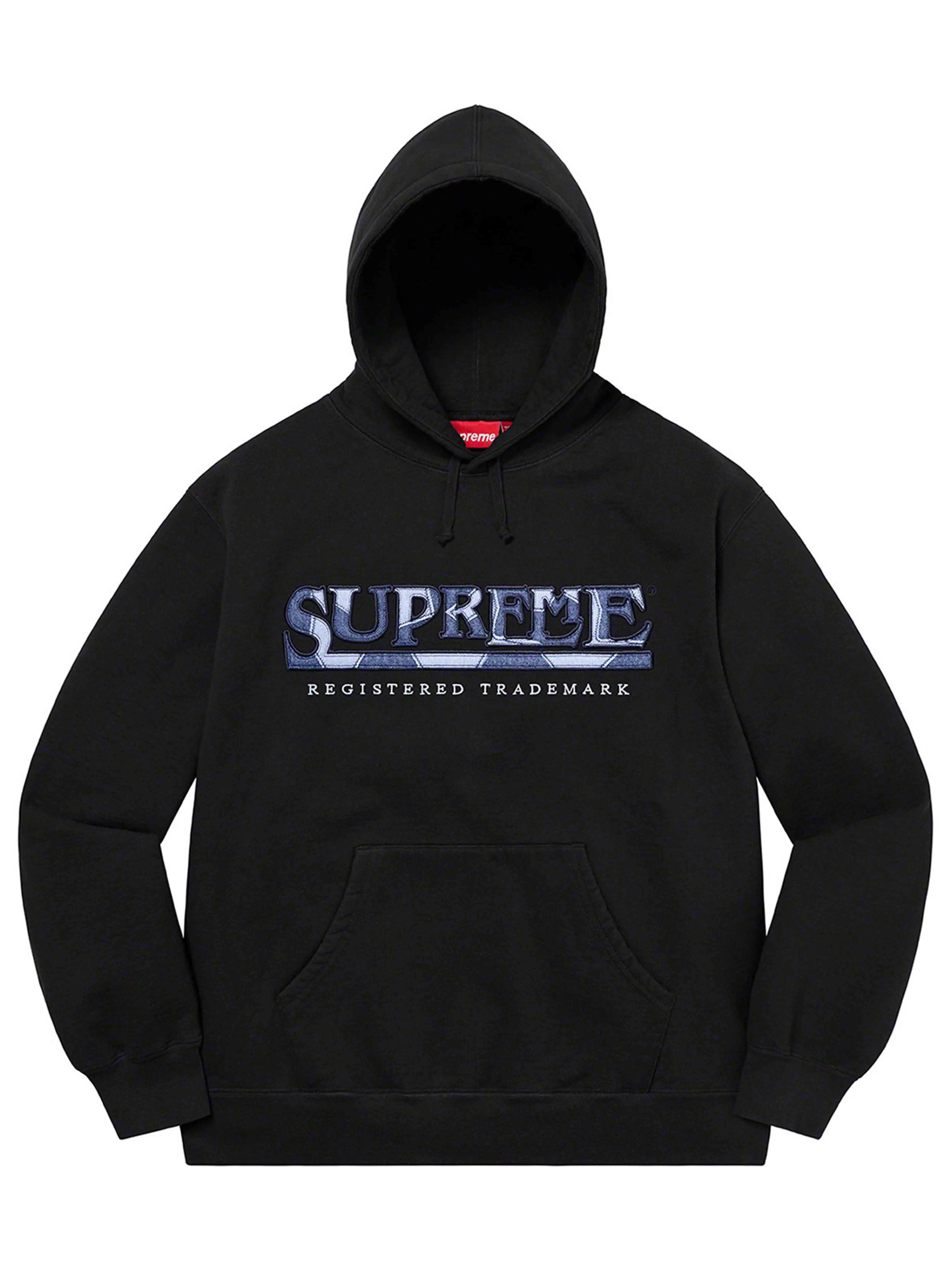 Image of Supreme Denim Logo Hoodie Black [SS21] Prior