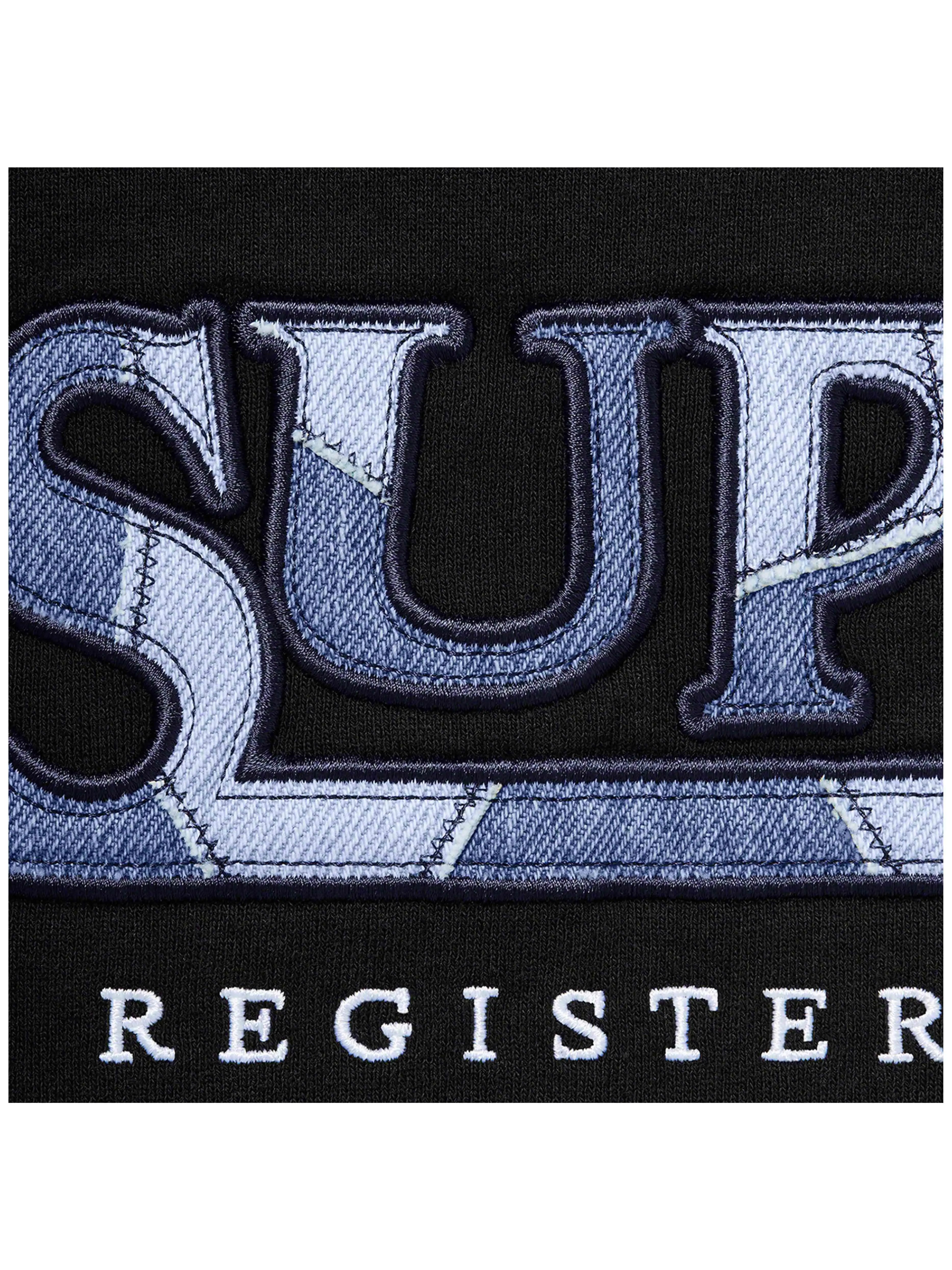 Image of Supreme Denim Logo Hoodie Black [SS21] Prior
