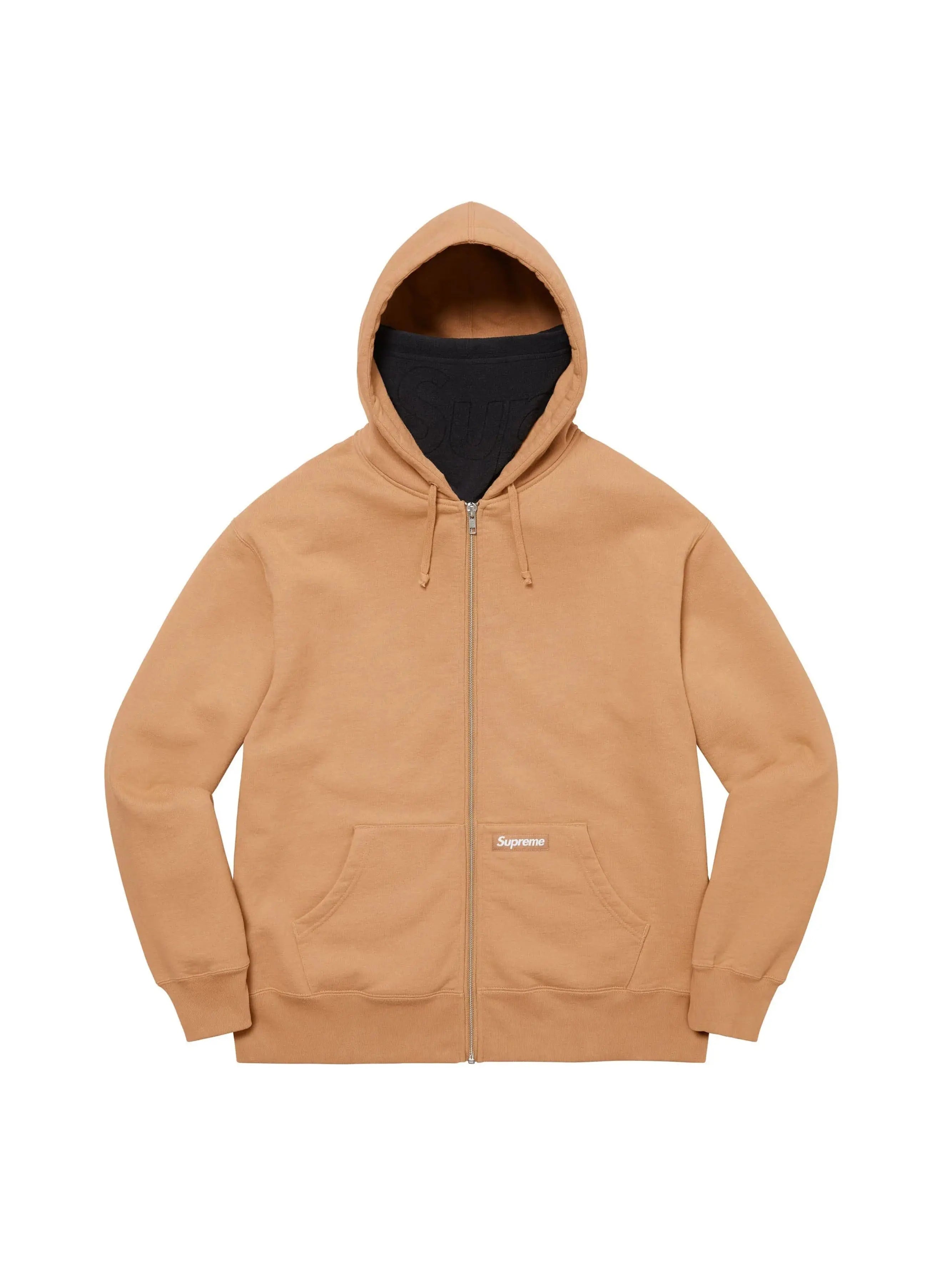 Image of Supreme Double Hood Facemask Zip Up Hooded Sweatshirt Light Brown in Auckland, New Zealand - Shop name
