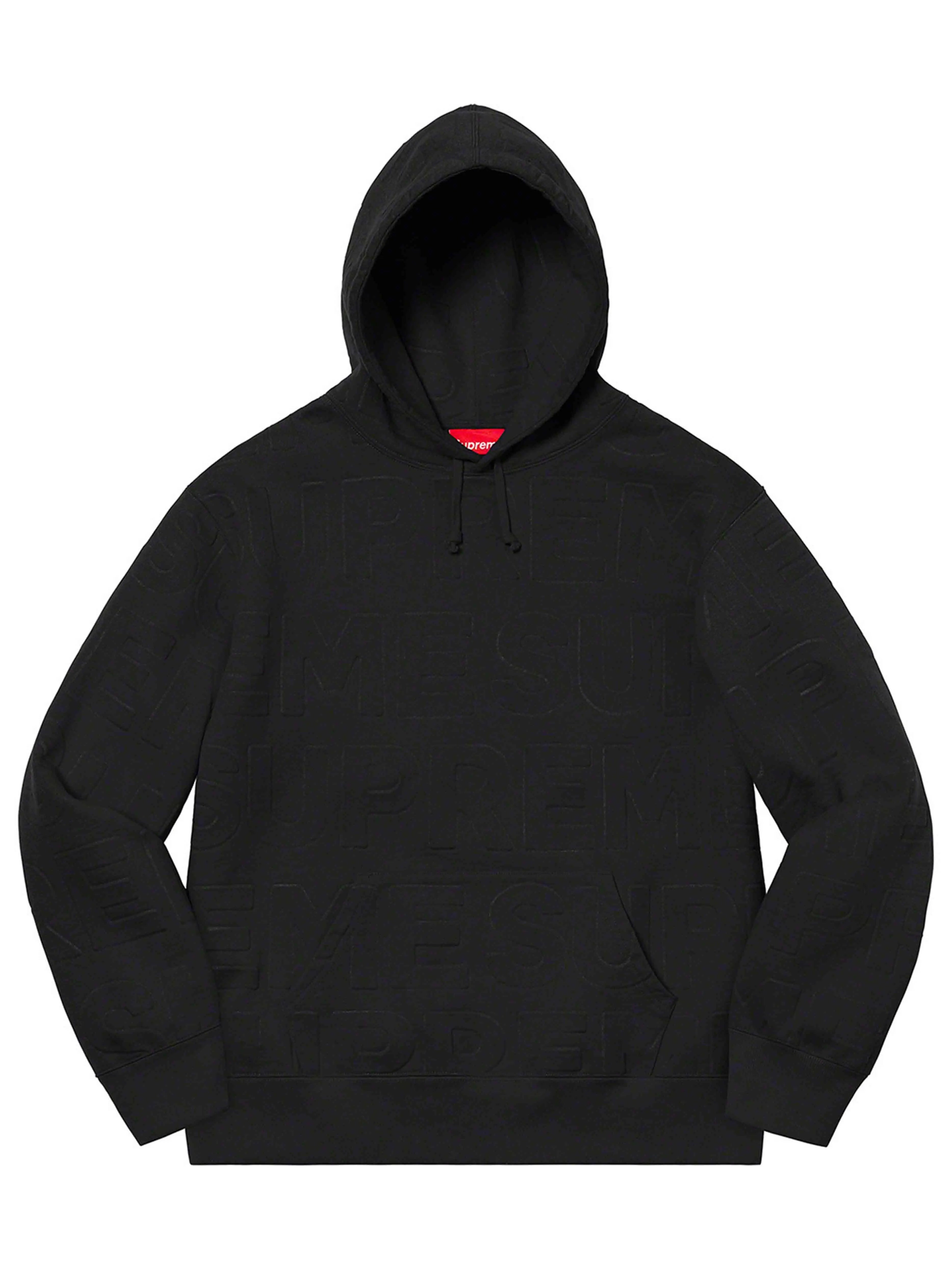 Image of Supreme Embossed Logos Hoodie Black [SS21] Prior
