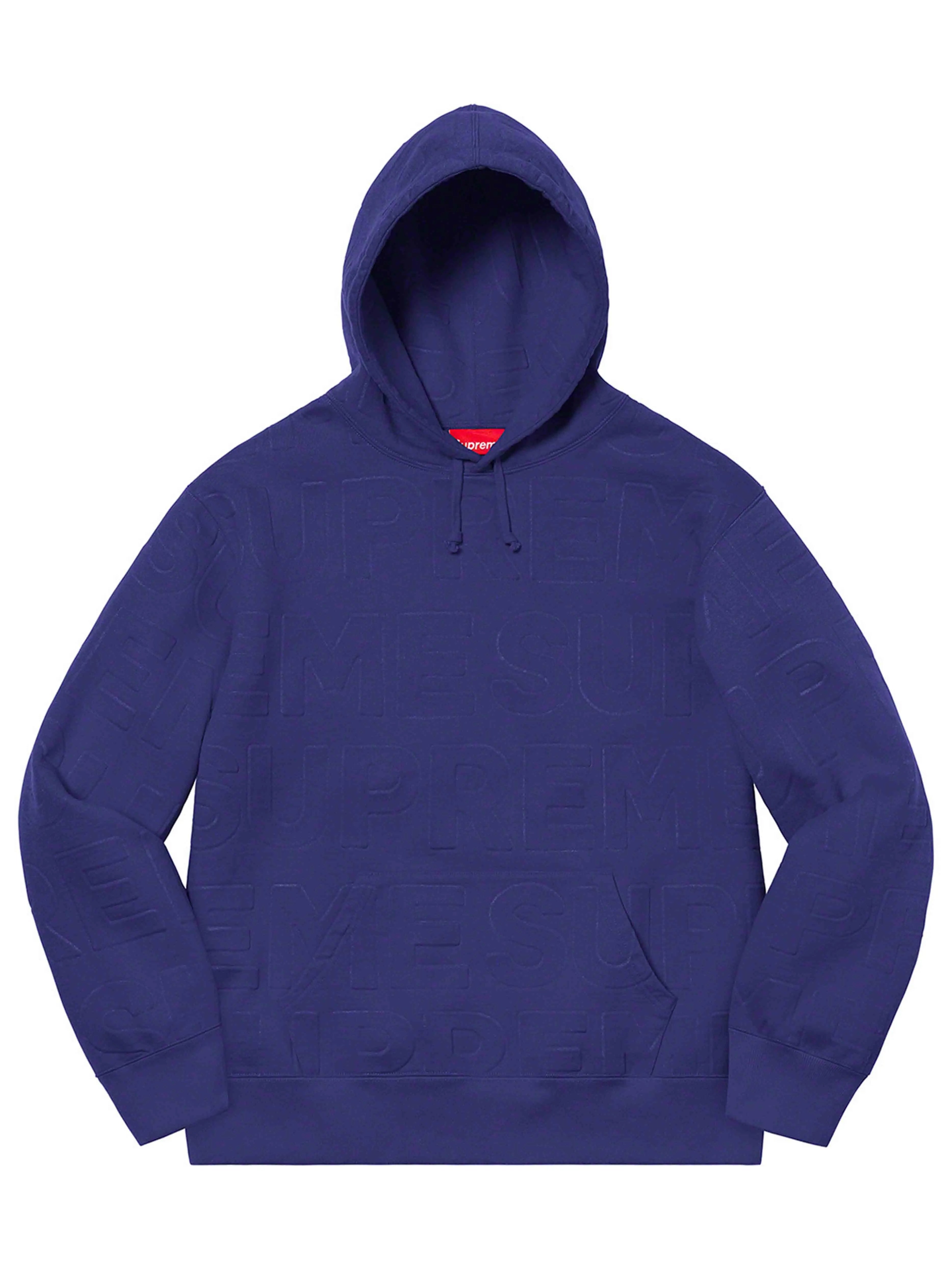 Image of Supreme Embossed Logos Hoodie Washed Navy [SS21] Prior