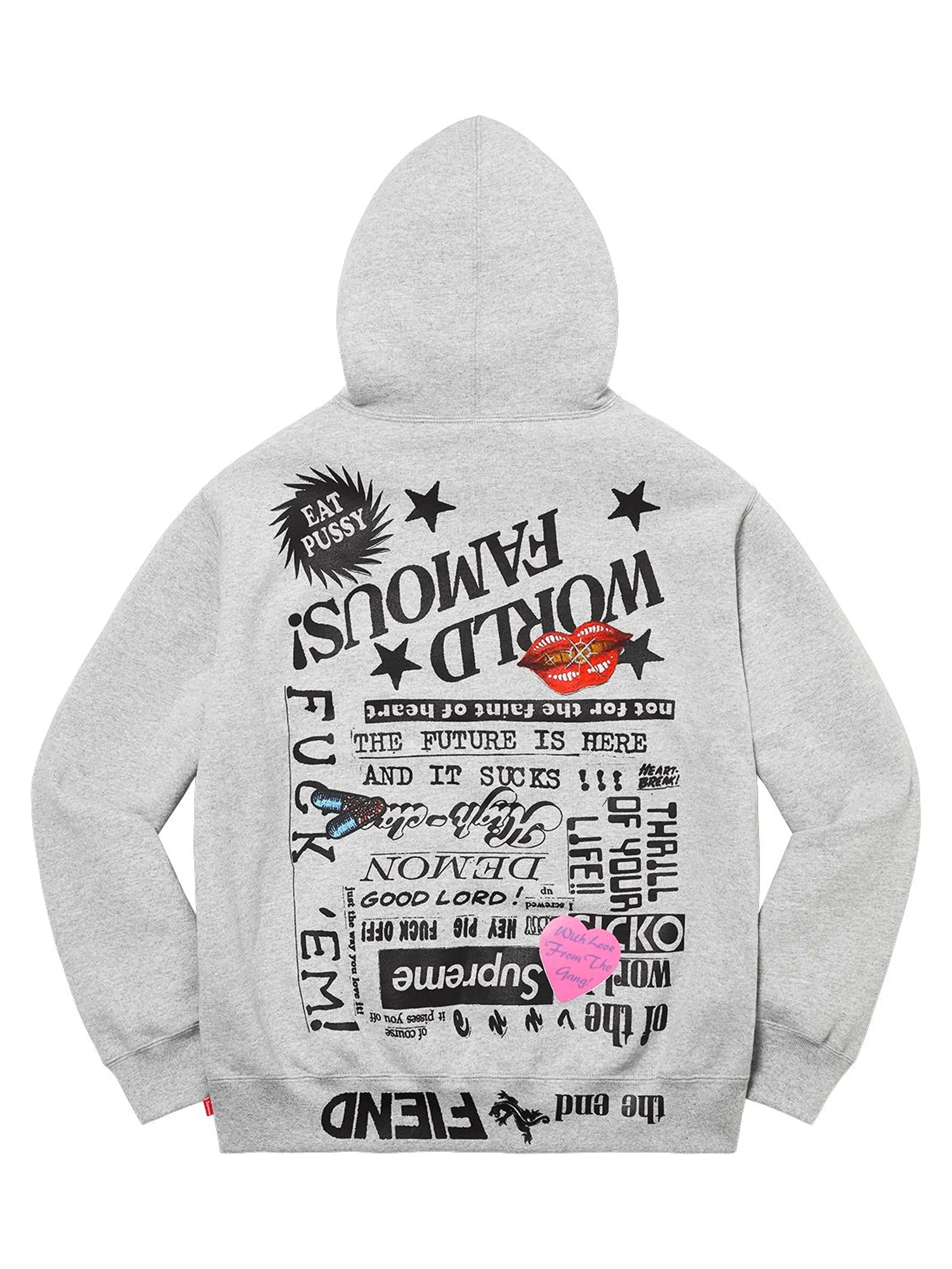 Image of Supreme Fiend Hooded Sweatshirt Heather Grey Prior