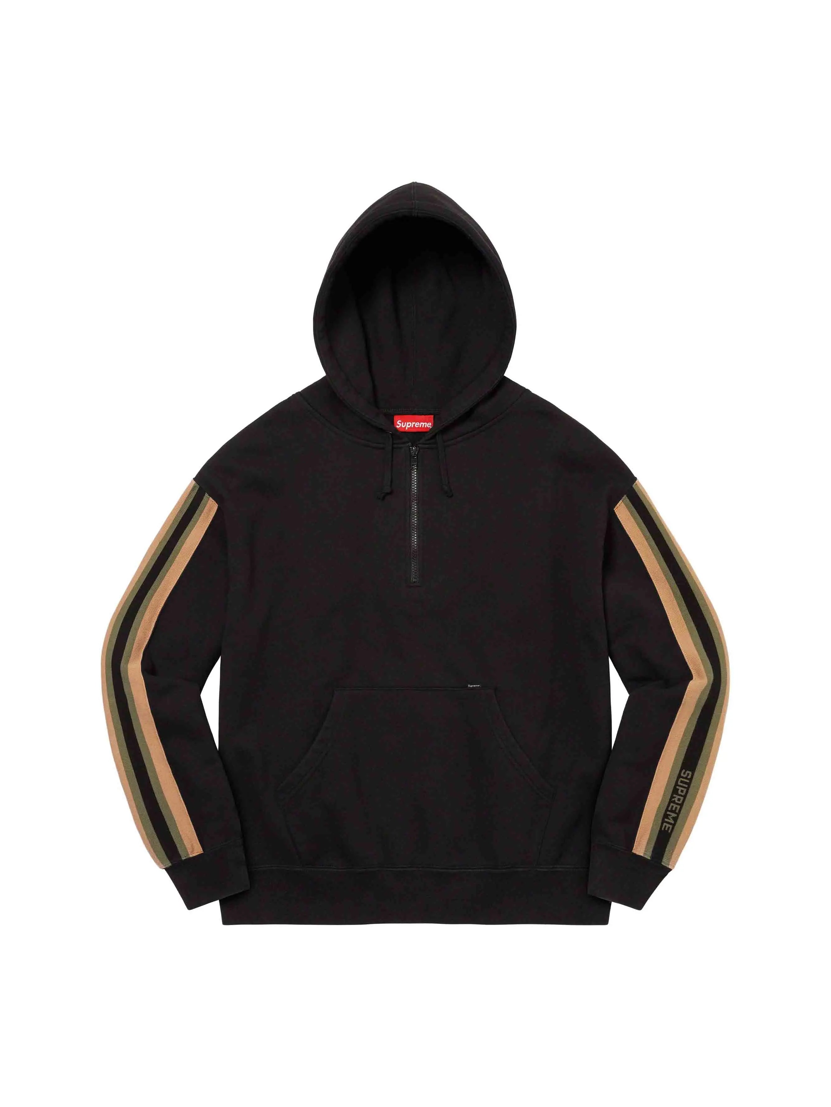 Image of Supreme Half Zip Hooded Sweatshirt Black Prior