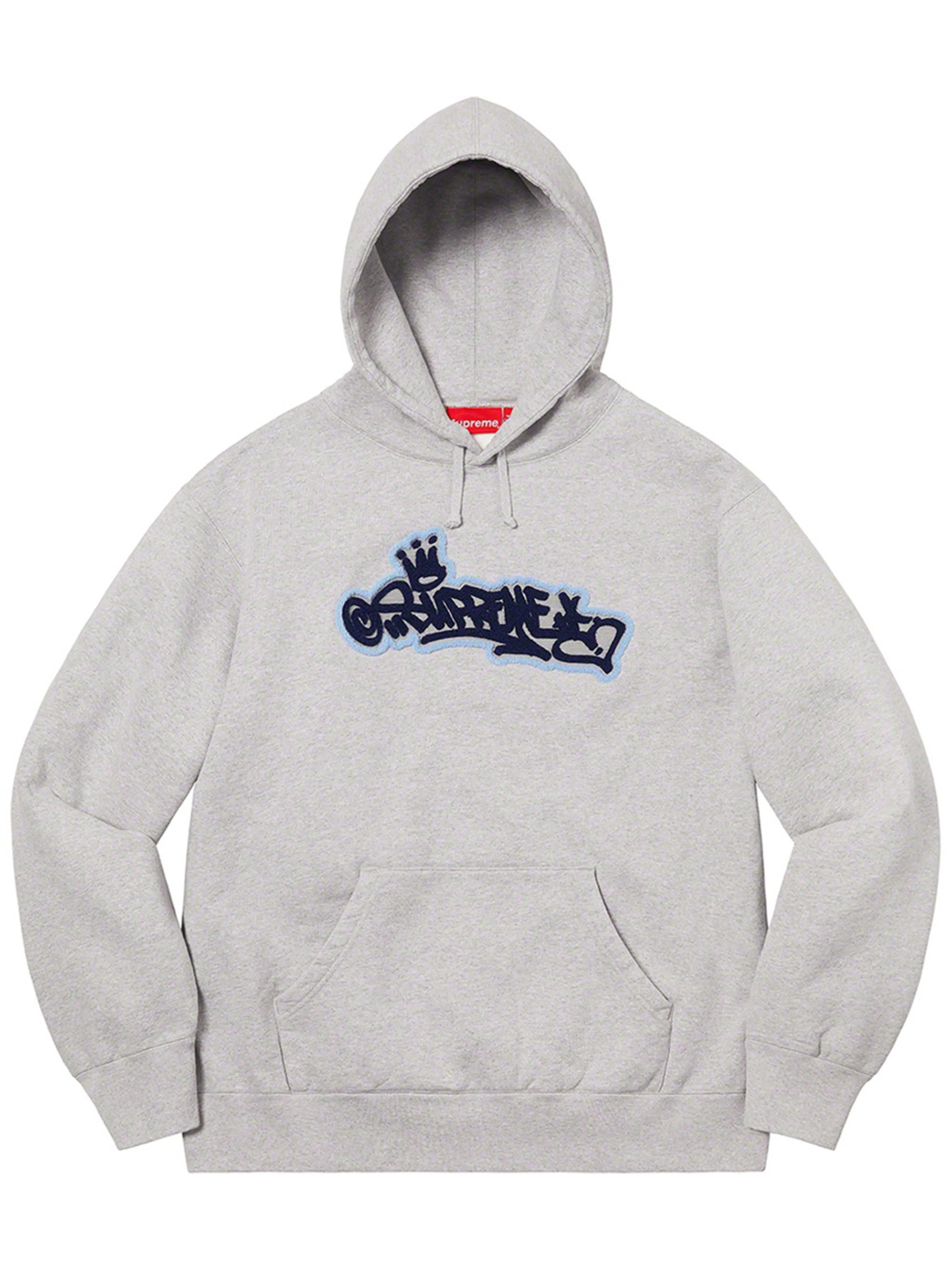 Image of Supreme Handstyle Hooded Sweatshirt Heather Grey [SS21] Prior