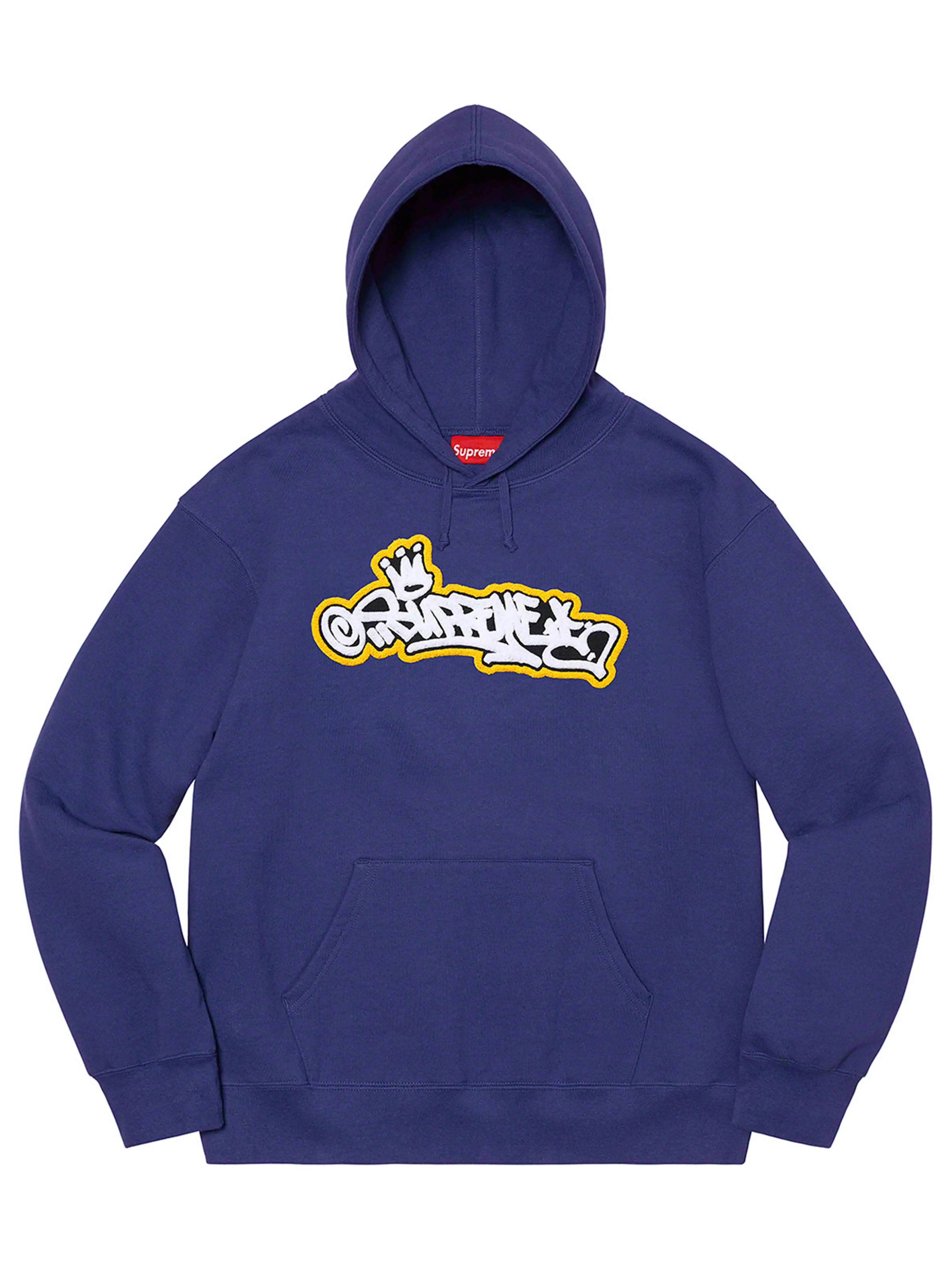 Image of Supreme Handstyle Hooded Sweatshirt Washed Navy [SS21] Prior