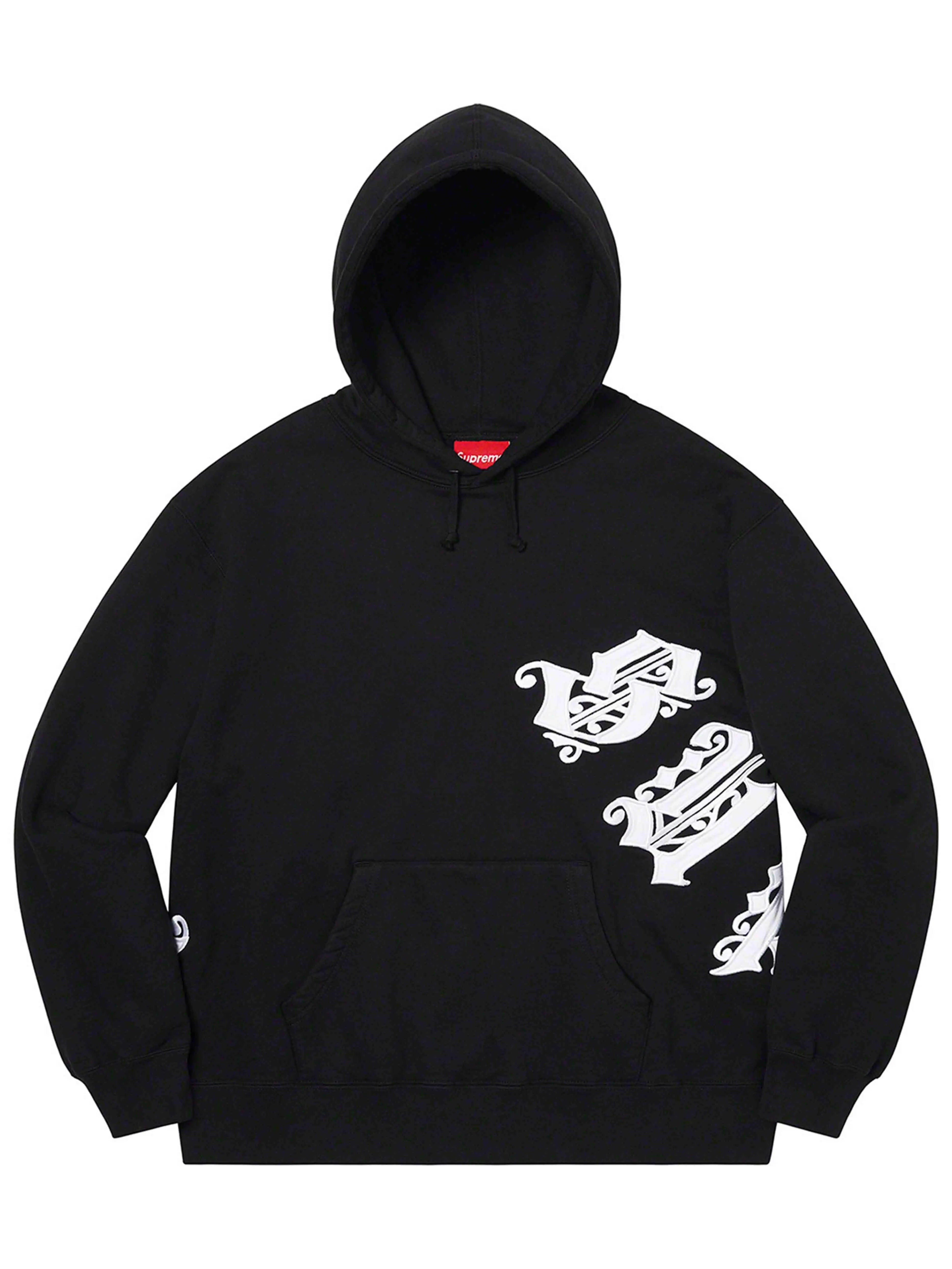 Image of Supreme Old English Wrap Hoodie Black [SS21] Prior