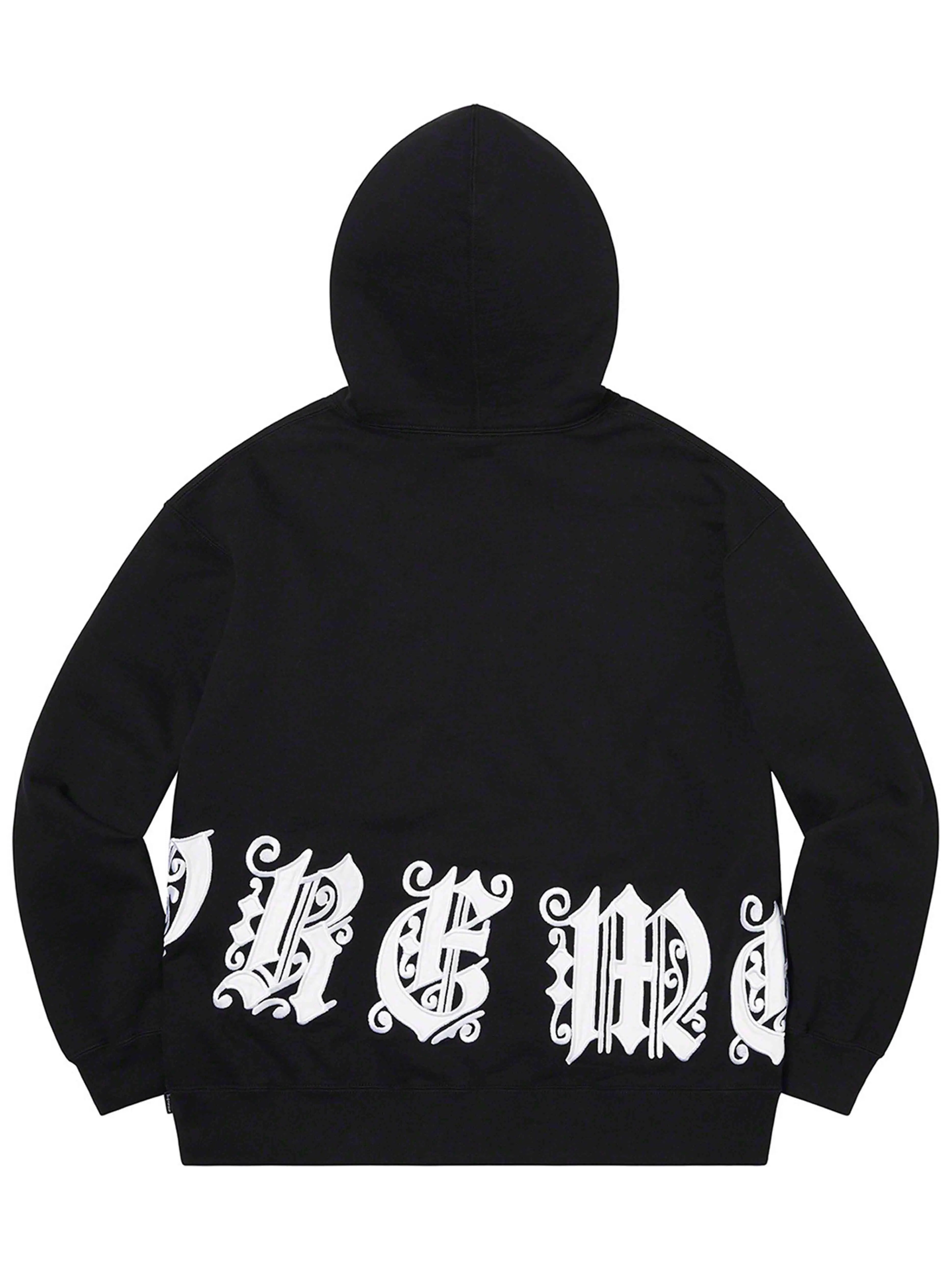 Image of Supreme Old English Wrap Hoodie Black [SS21] Prior