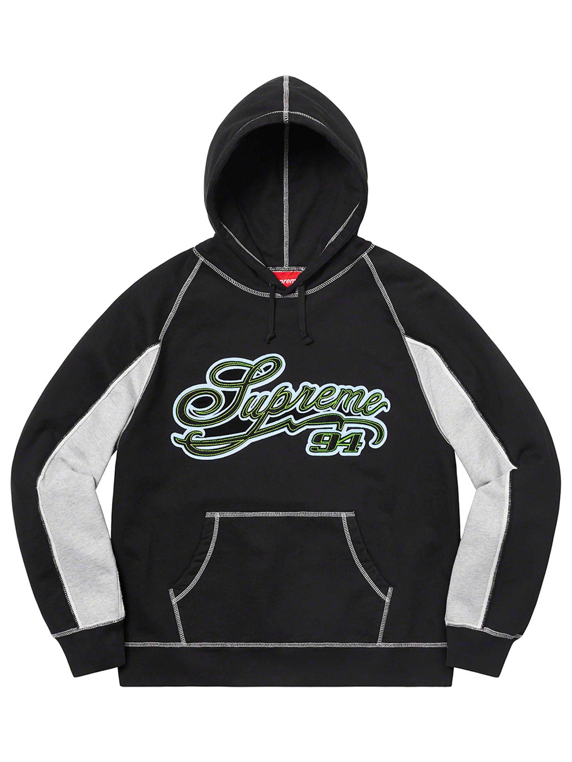 Supreme Paneled Script Hoodie Black [SS21] Prior