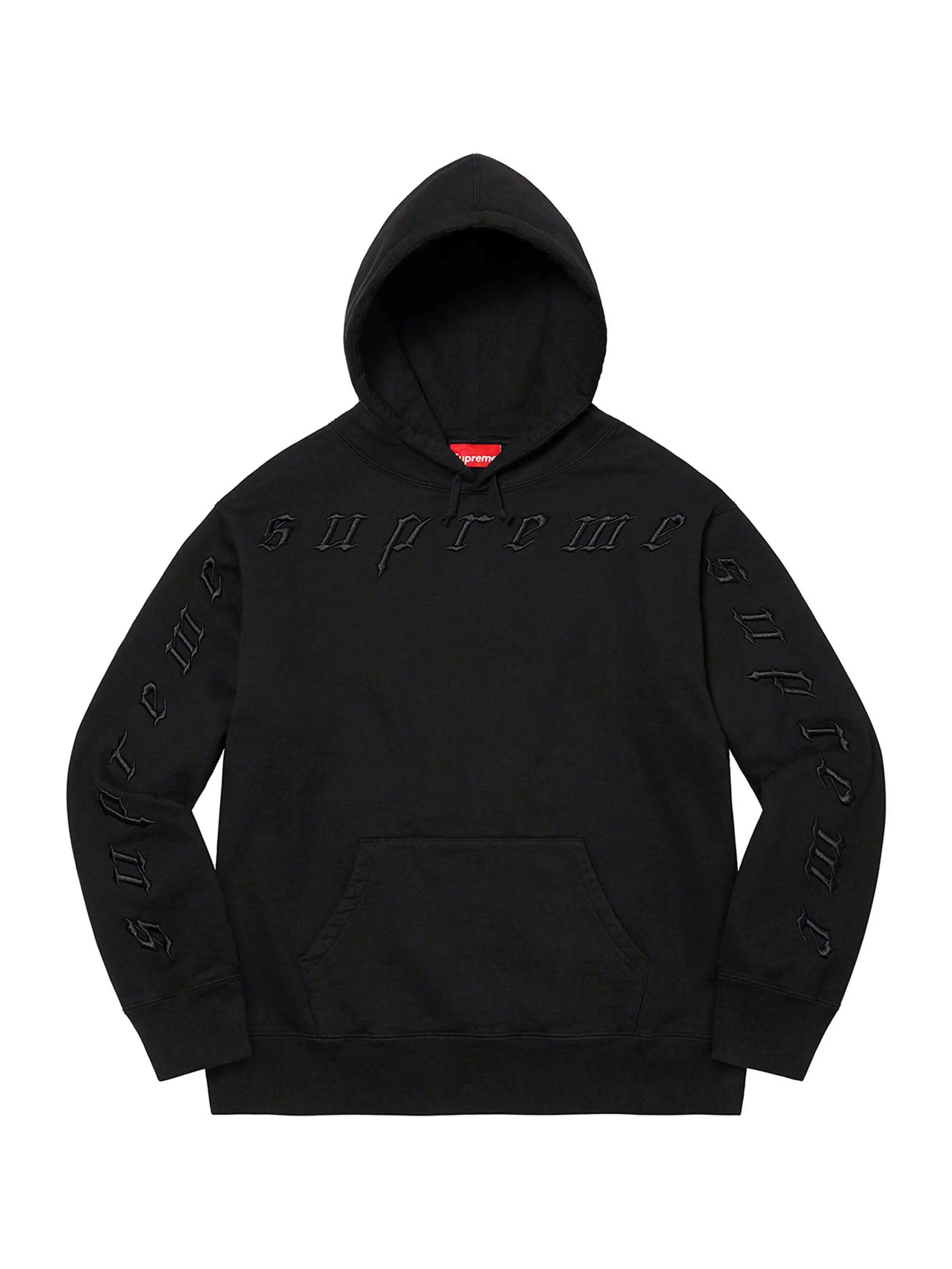 Image of Supreme Raised Embroidery Hoodie Black (FW21) Prior