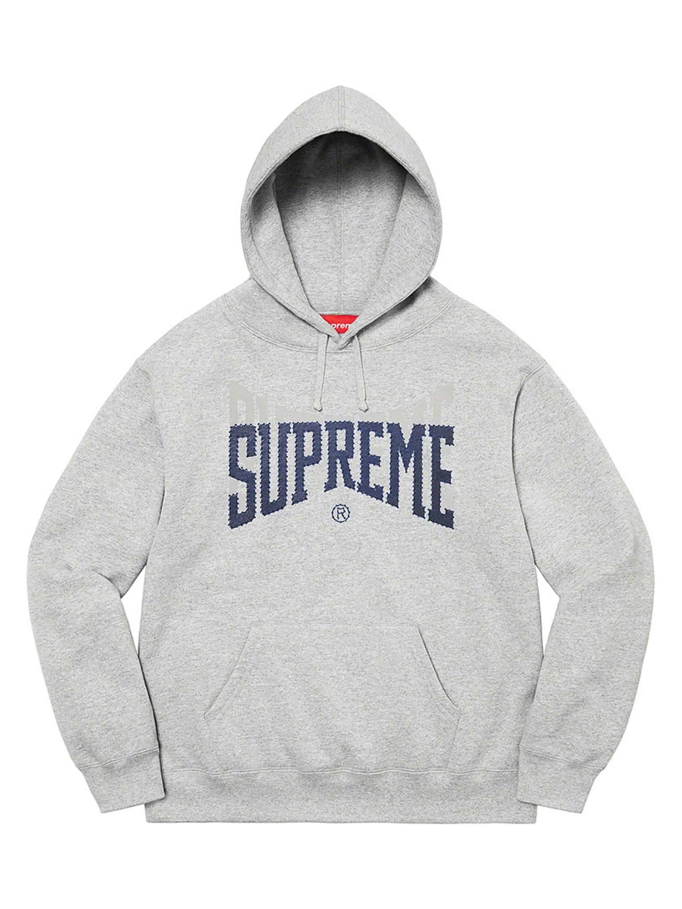 Image of Supreme Rhinestone Shadow Hoodie Heather Grey (FW22) Prior