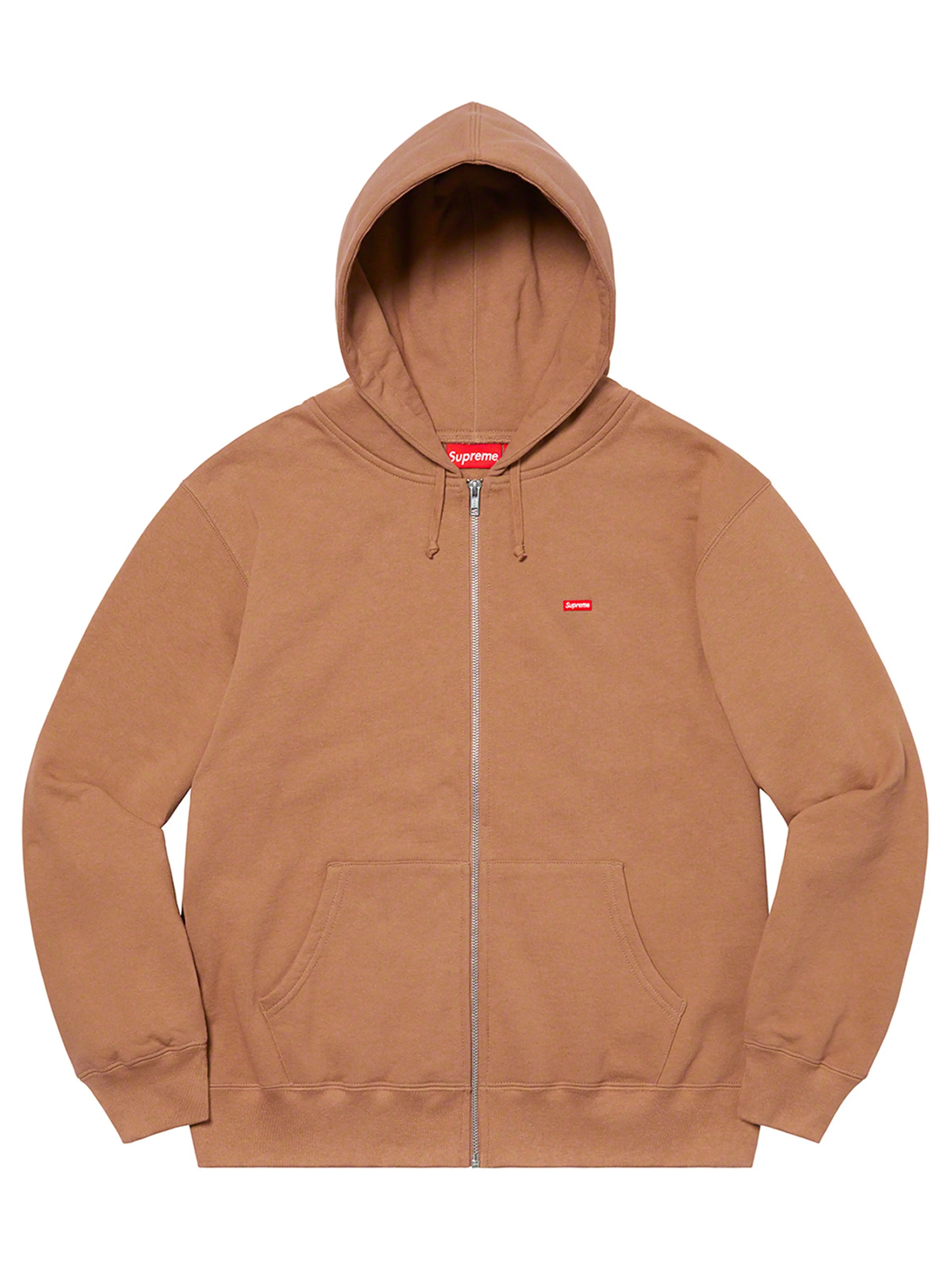 Image of Supreme Small Box Zip Up Hoodie Brown [SS21] Prior