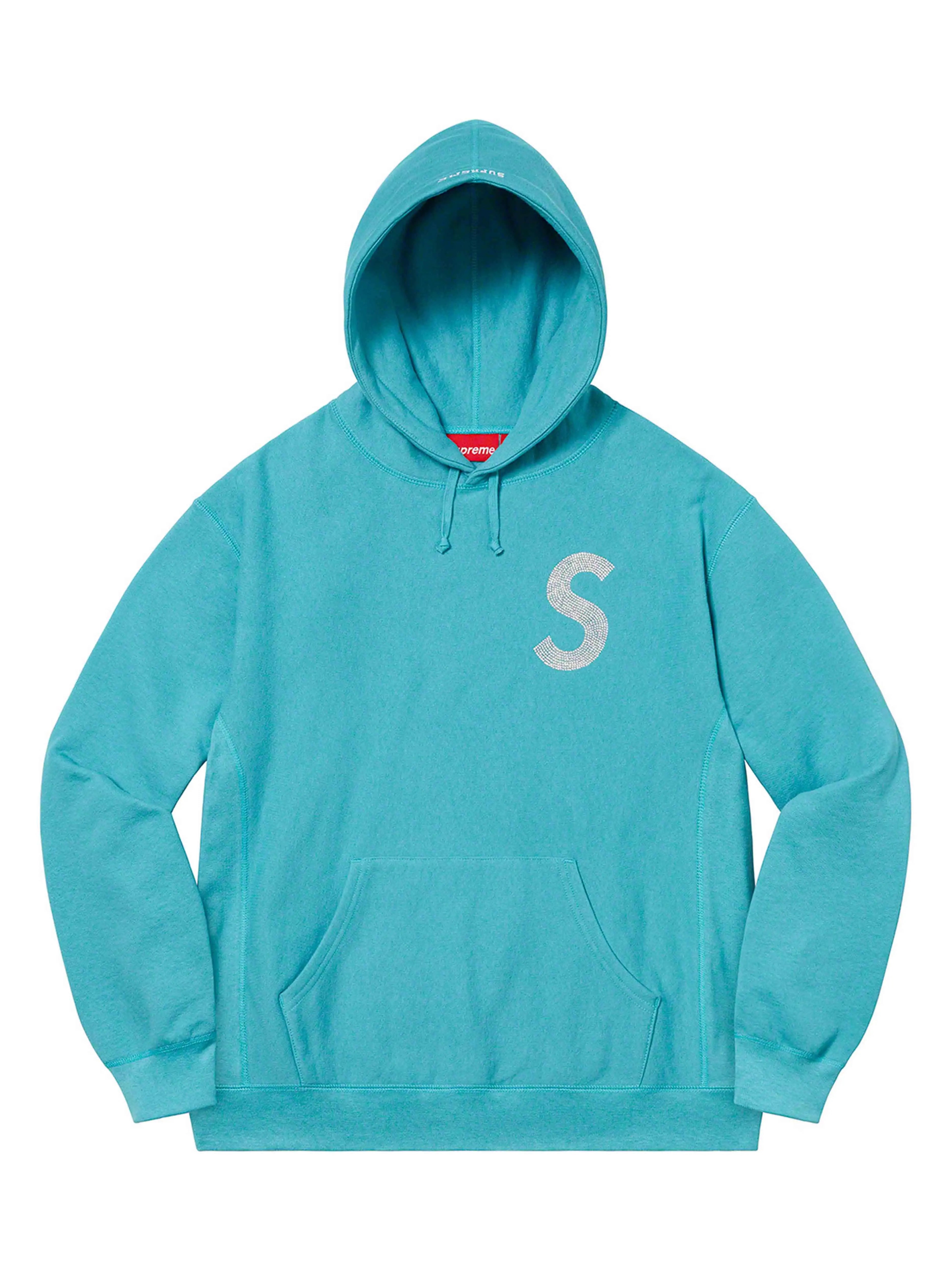 Image of Supreme Swarovski S Logo Hoodie Light Aqua [SS21] Prior