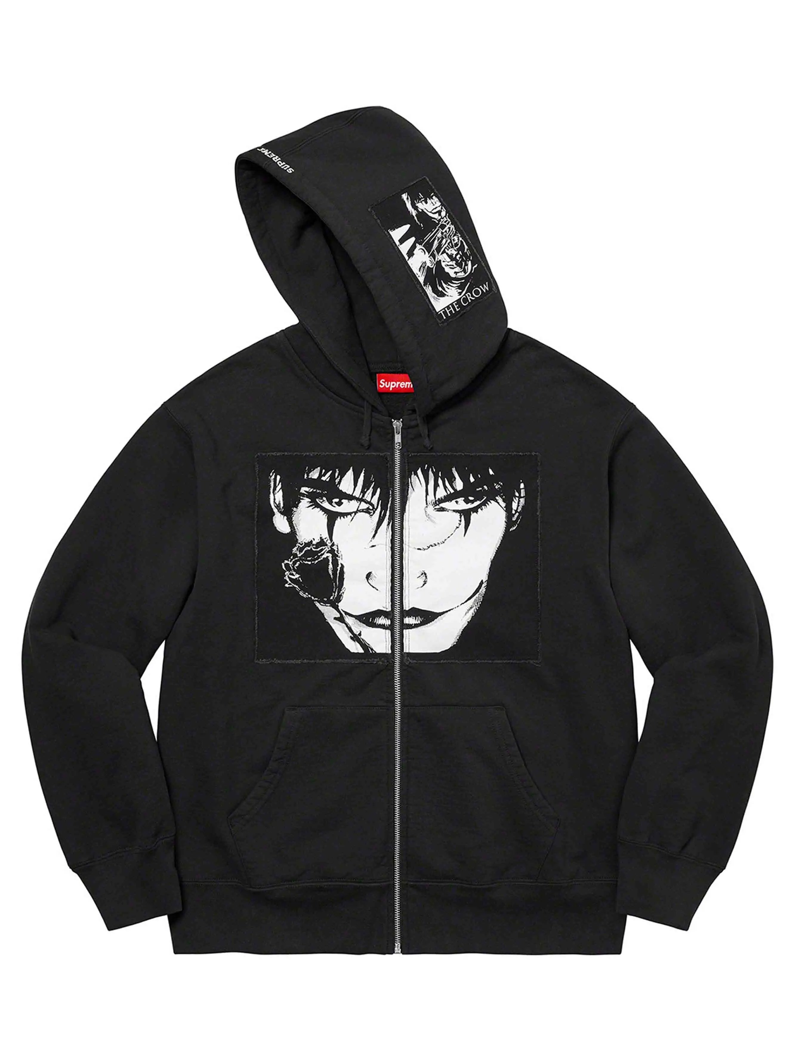 Image of Supreme The Crow Zip Up Hooded Sweatshirt Black (FW21) Prior