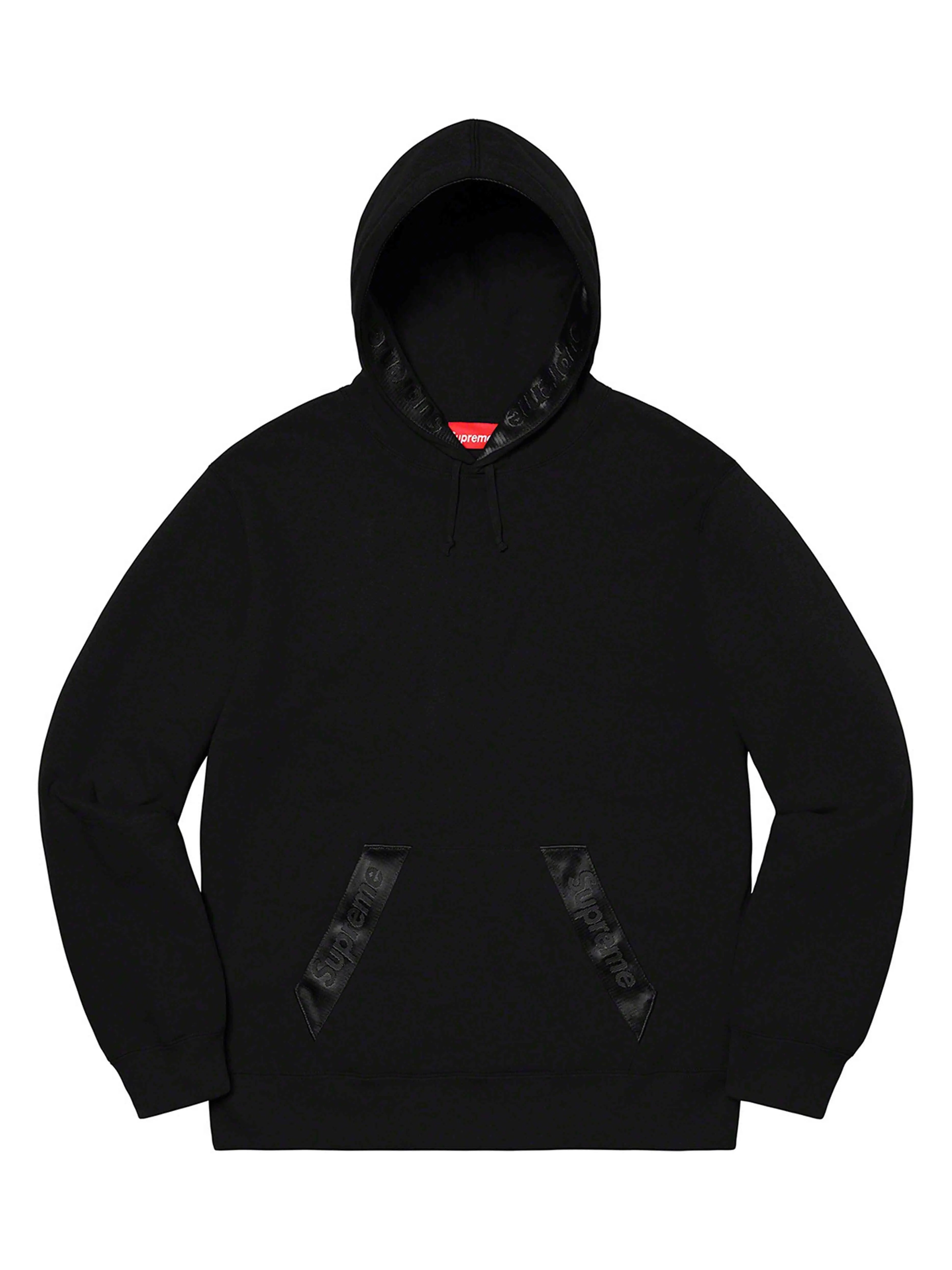 Image of Supreme Tonal Webbing Hoodie Black [SS20] Prior