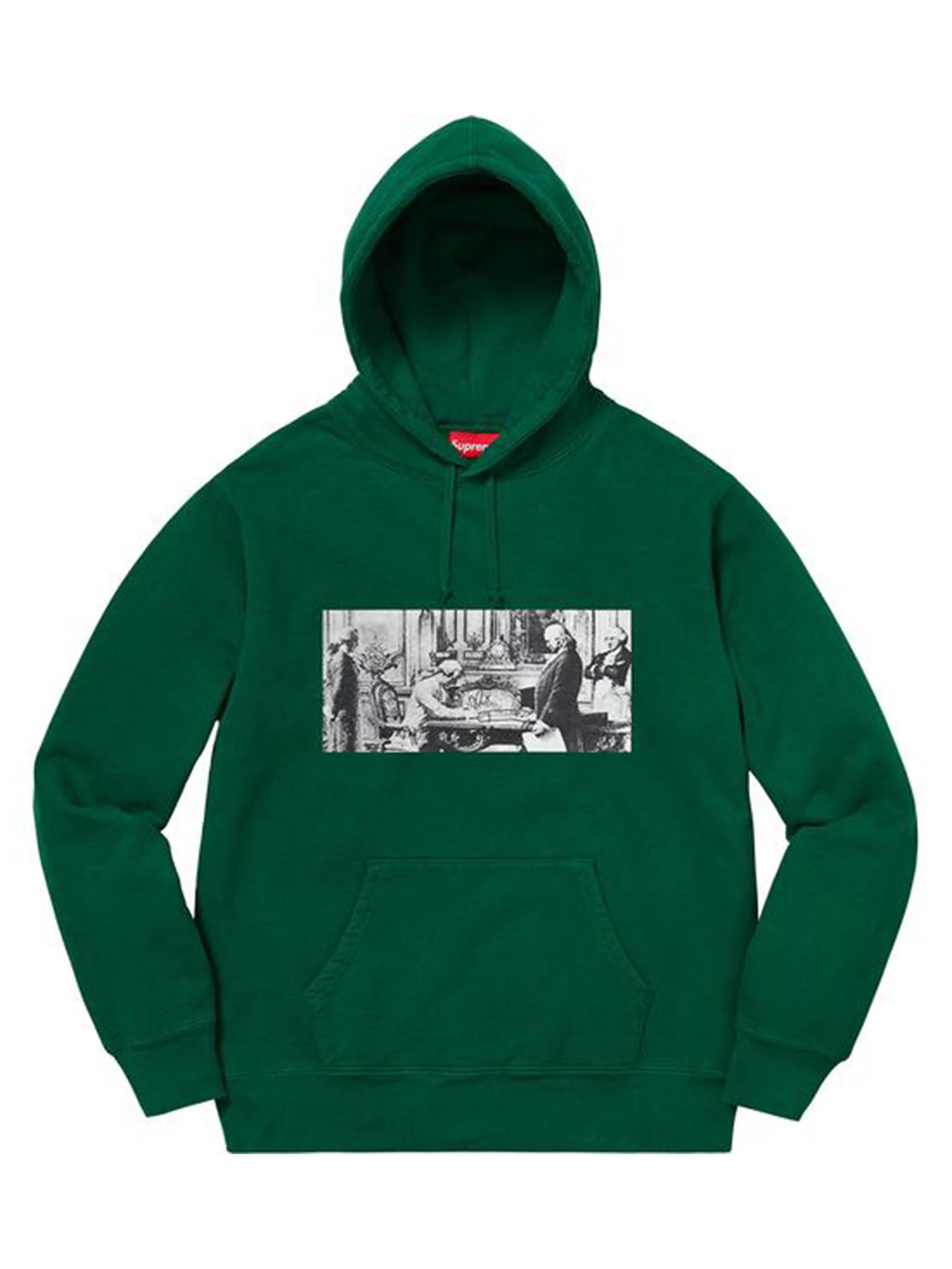 Image of Supreme X Mike Kelley Franklin Signing Hoodie Dark Green [FW18] Prior