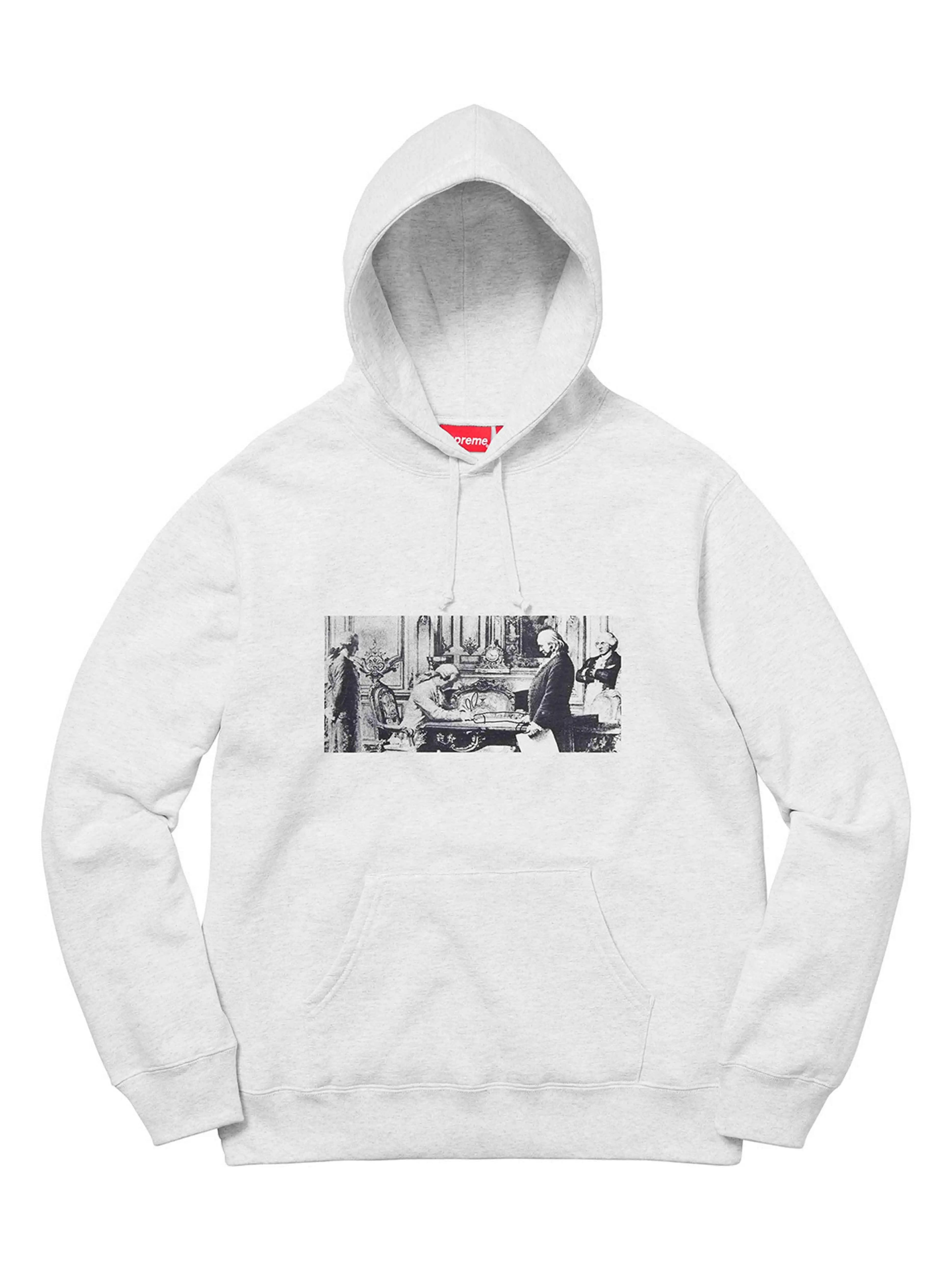 Image of Supreme X Mike Kelley Franklin Signing Hoodie Grey [FW18] Prior