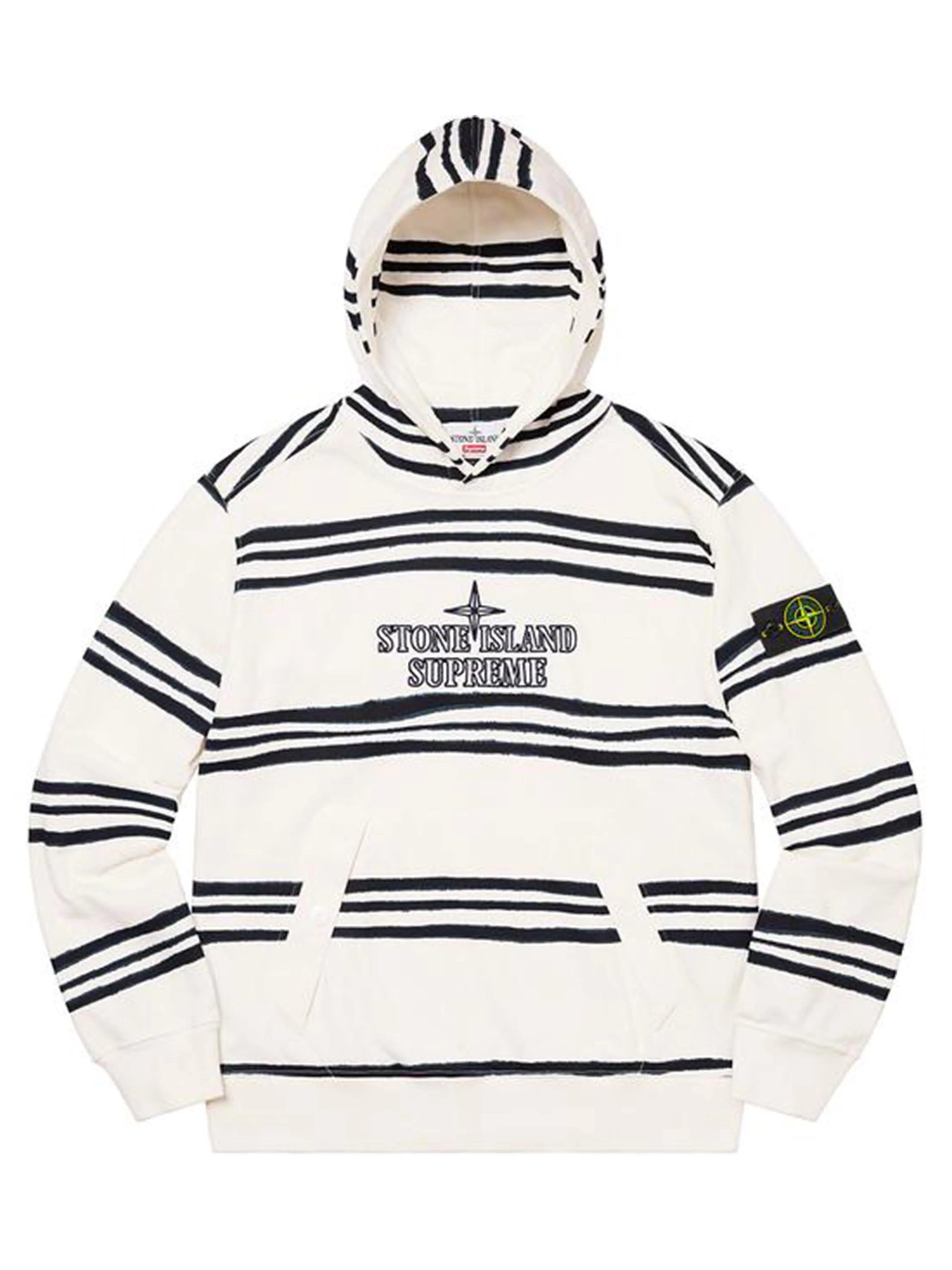 Image of Supreme X Stone Island Warp Stripe Hoodie White [FW20] Prior