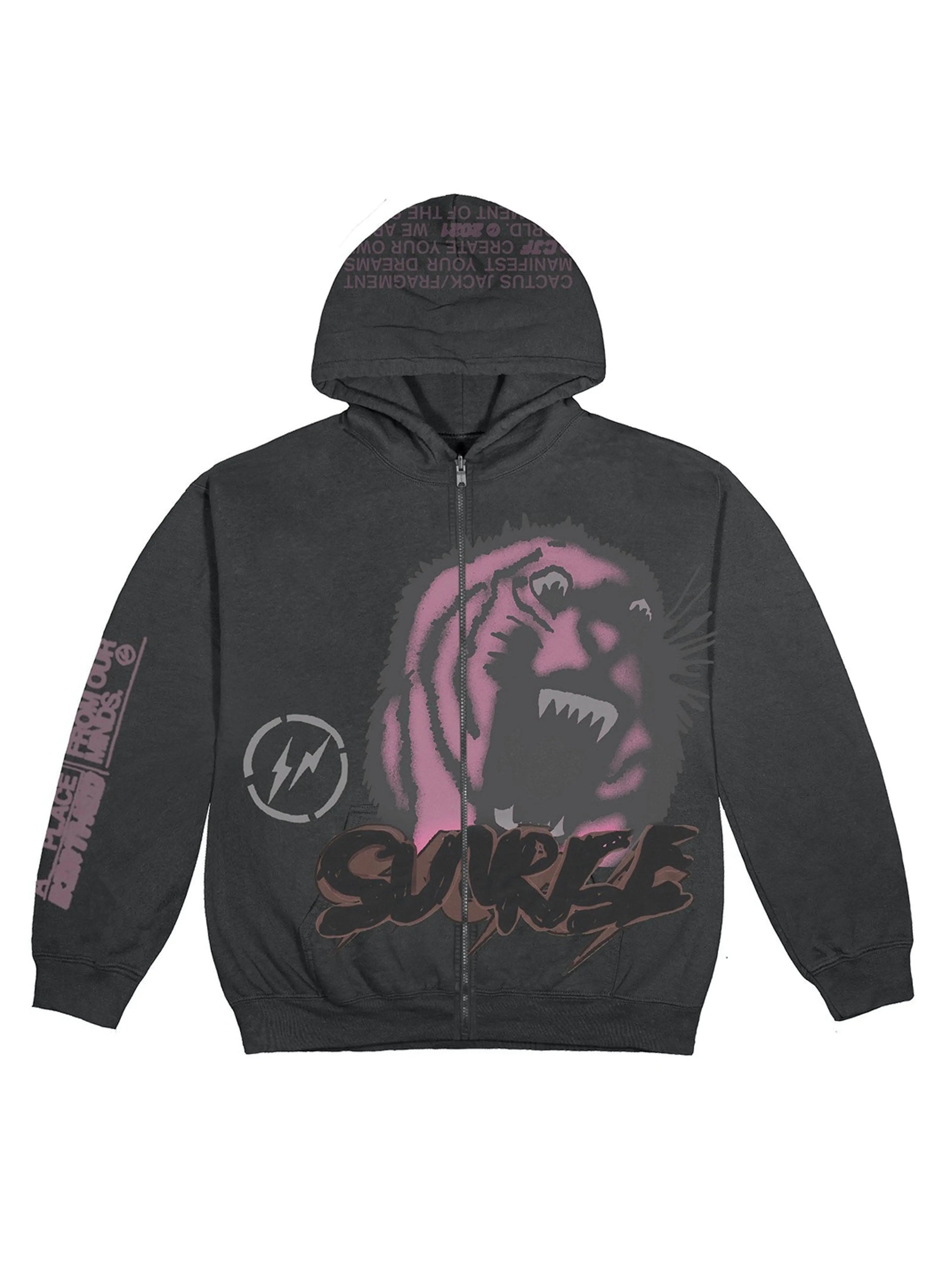 Image of Travis Scott Cactus Jack For Fragment Sunrise Zip Up Hoodie Black Prior