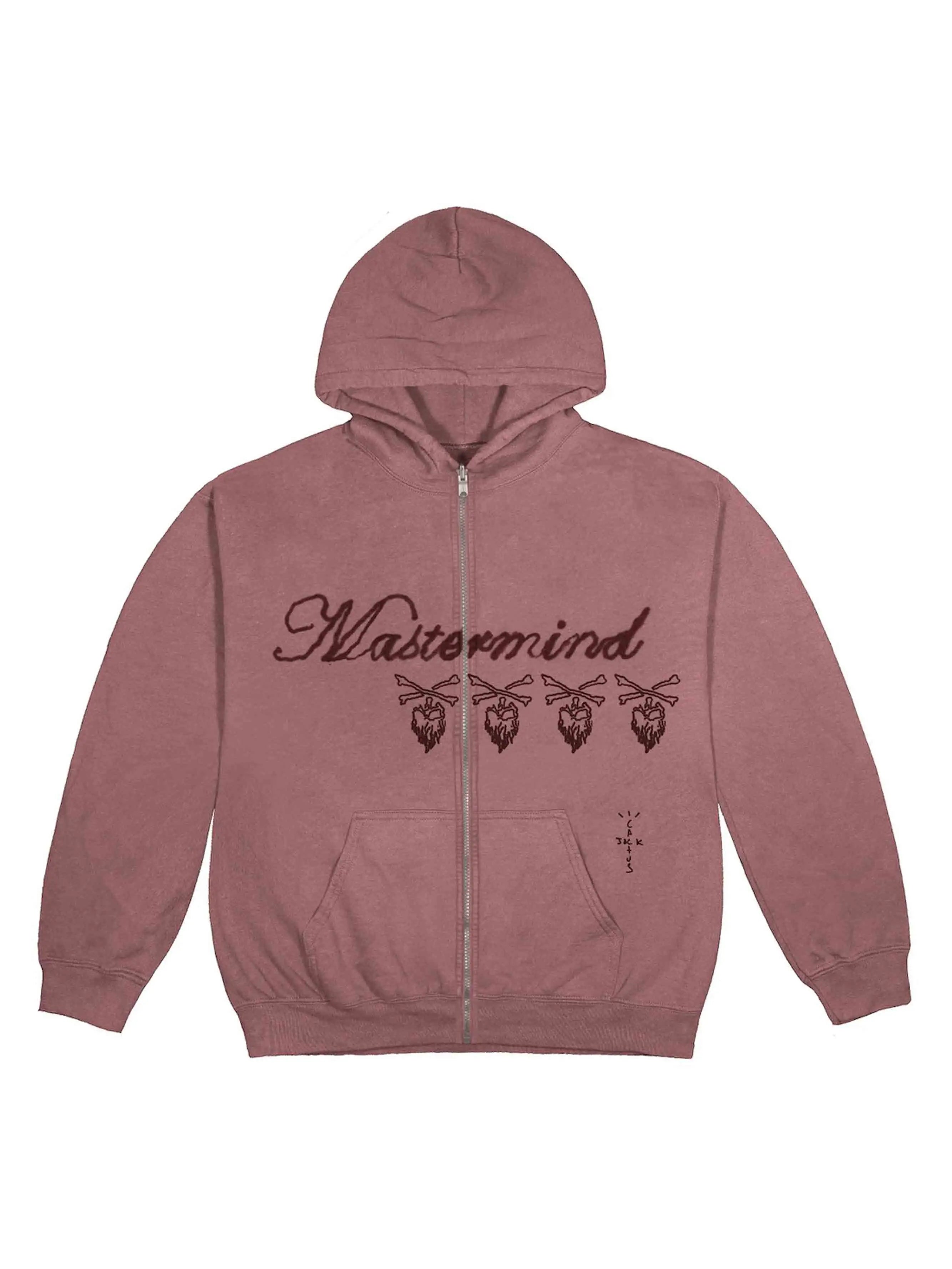 Image of Travis Scott Cactus Jack For Mastermind Skull Zip Up Hoodie Washed Red Prior