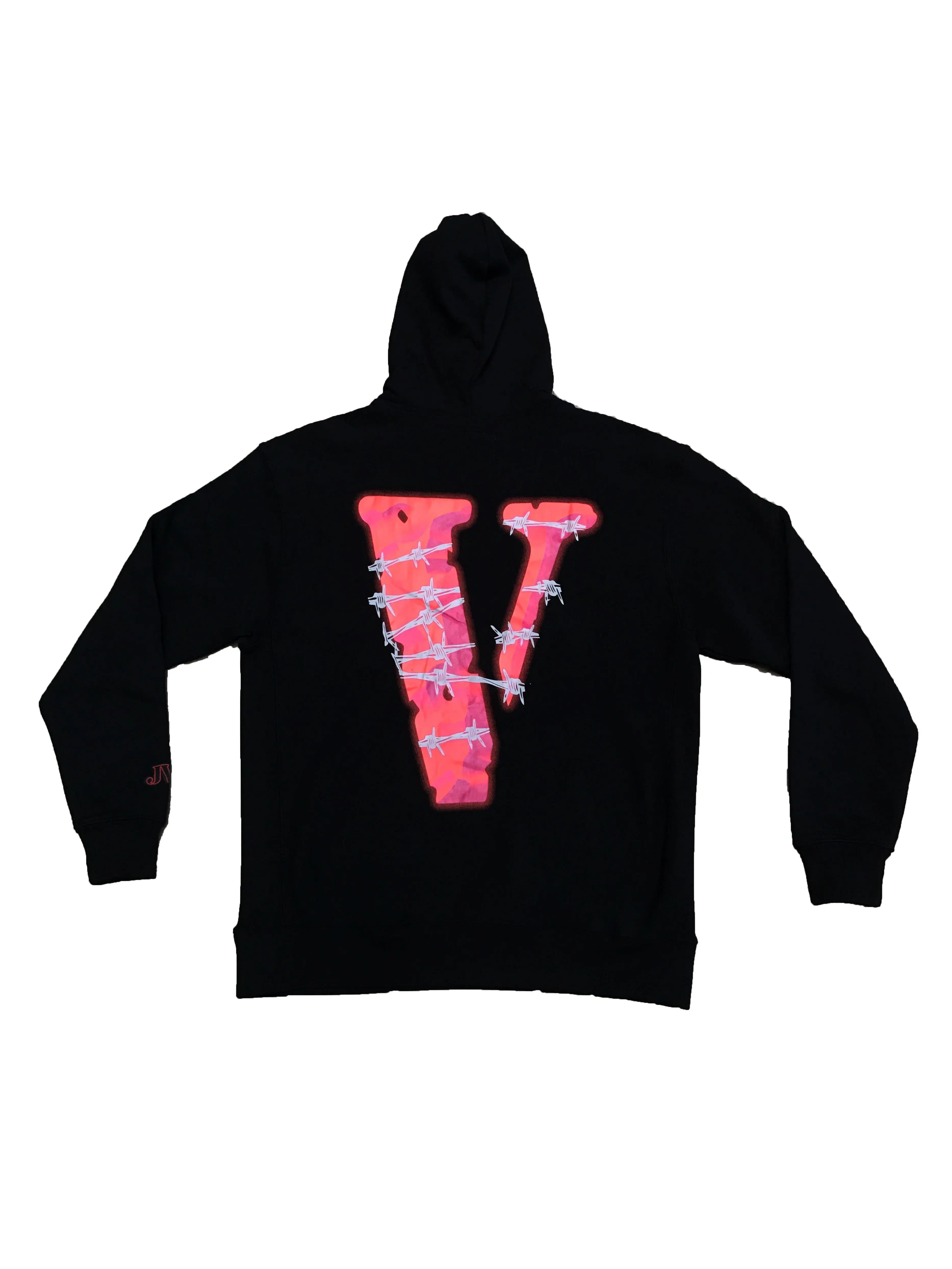 Image of VLONE X 999 JUICE WRLD BARBED WIRE HOODIE BLACK Prior