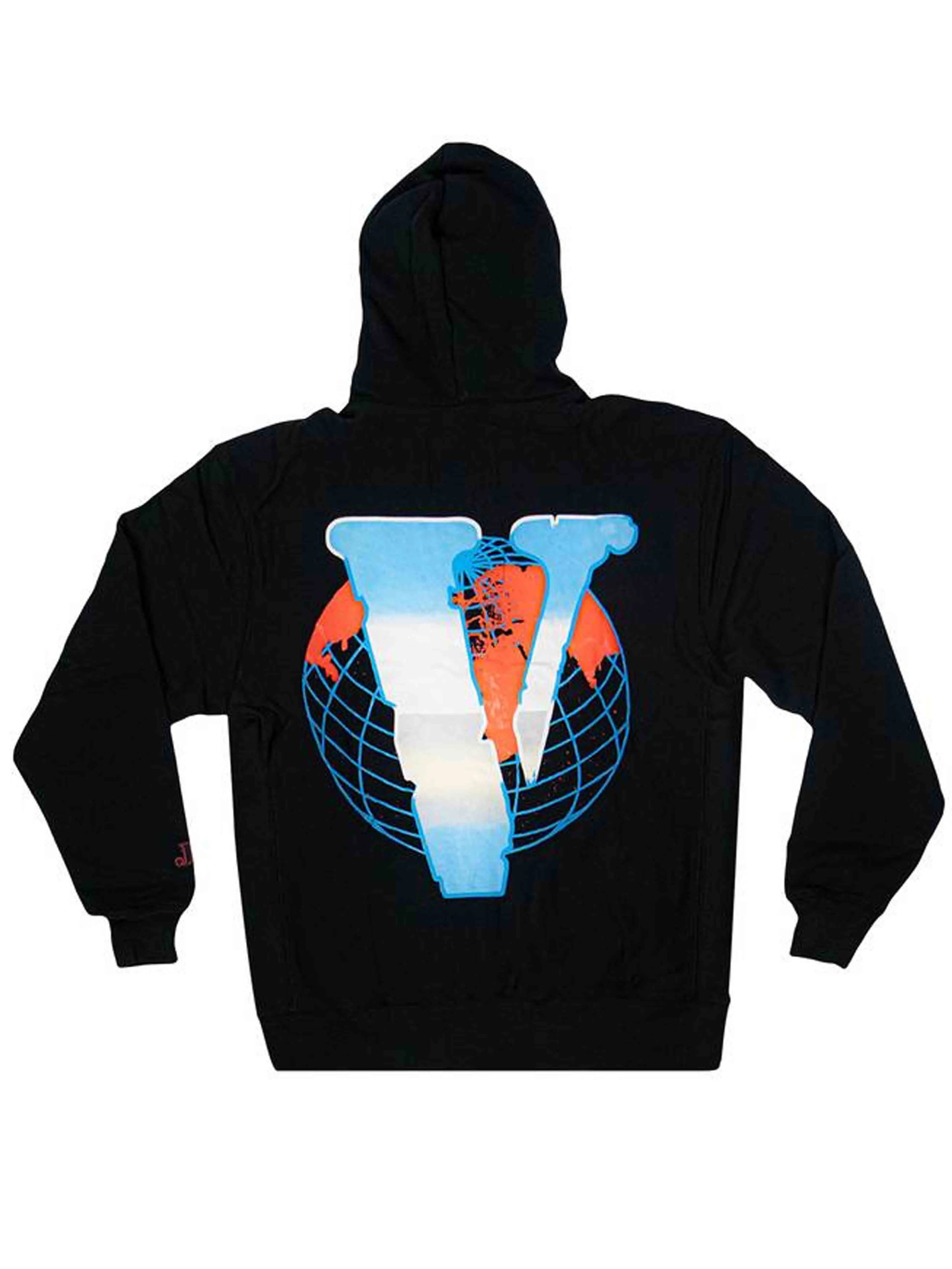 Image of Vlone x Juice Wrld Globe Graphic Hoodie Black/Multicolour Vlone