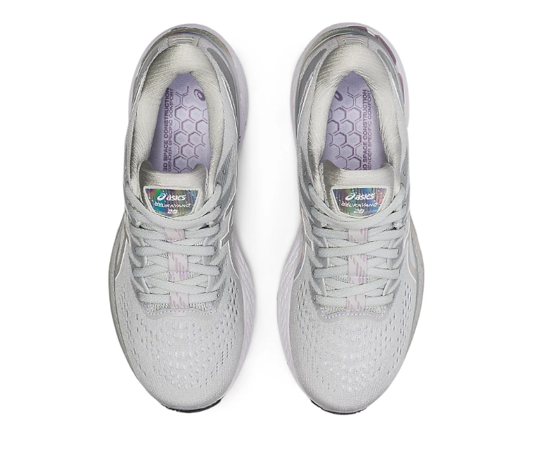 Image of Women's Asics Gel-Kayano 28 Platinum (Glacier Grey/White)