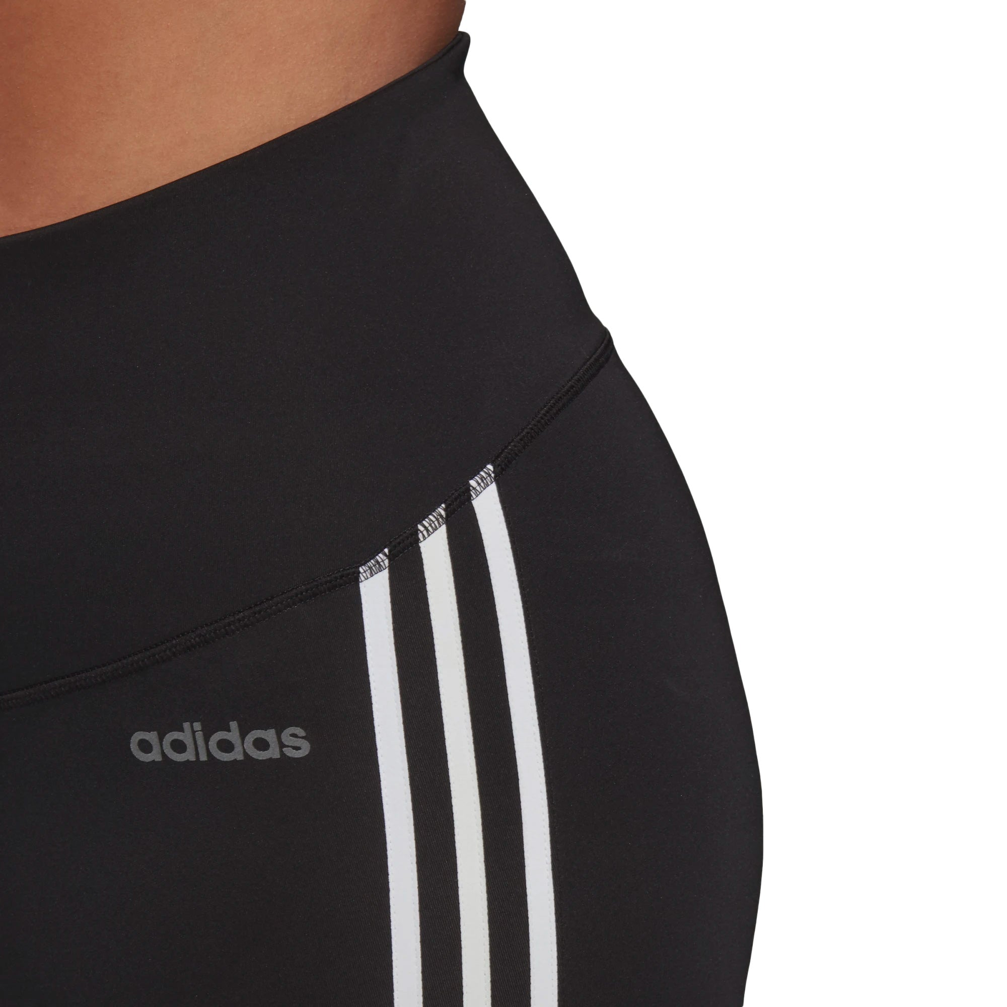 Image of adidas Women's Designed 2 Move Tights (Plus Size) Black/White Front Model Zoomed Waist