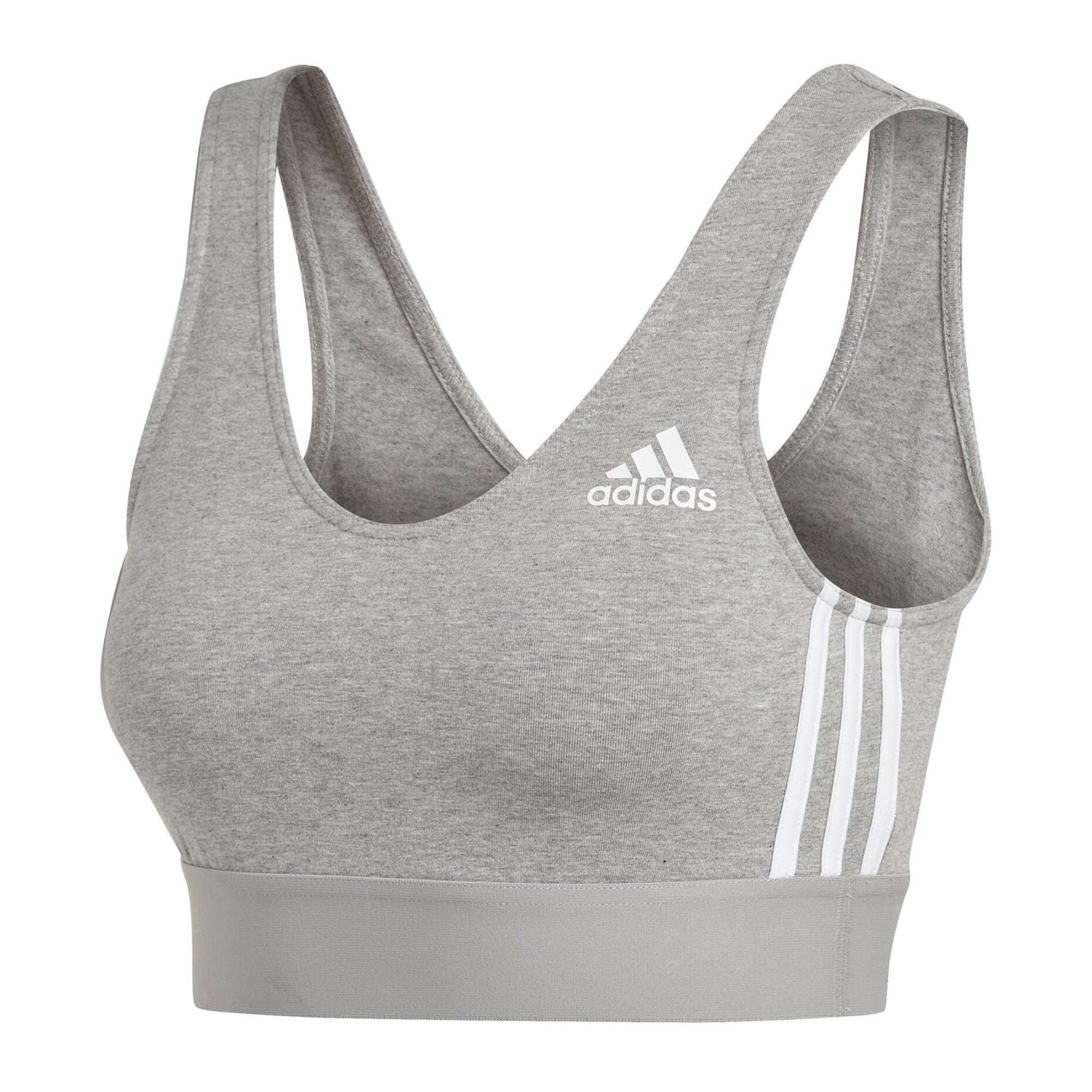 Image of adidas Womens Must Have 3Stripes Sports Bra Grey Front