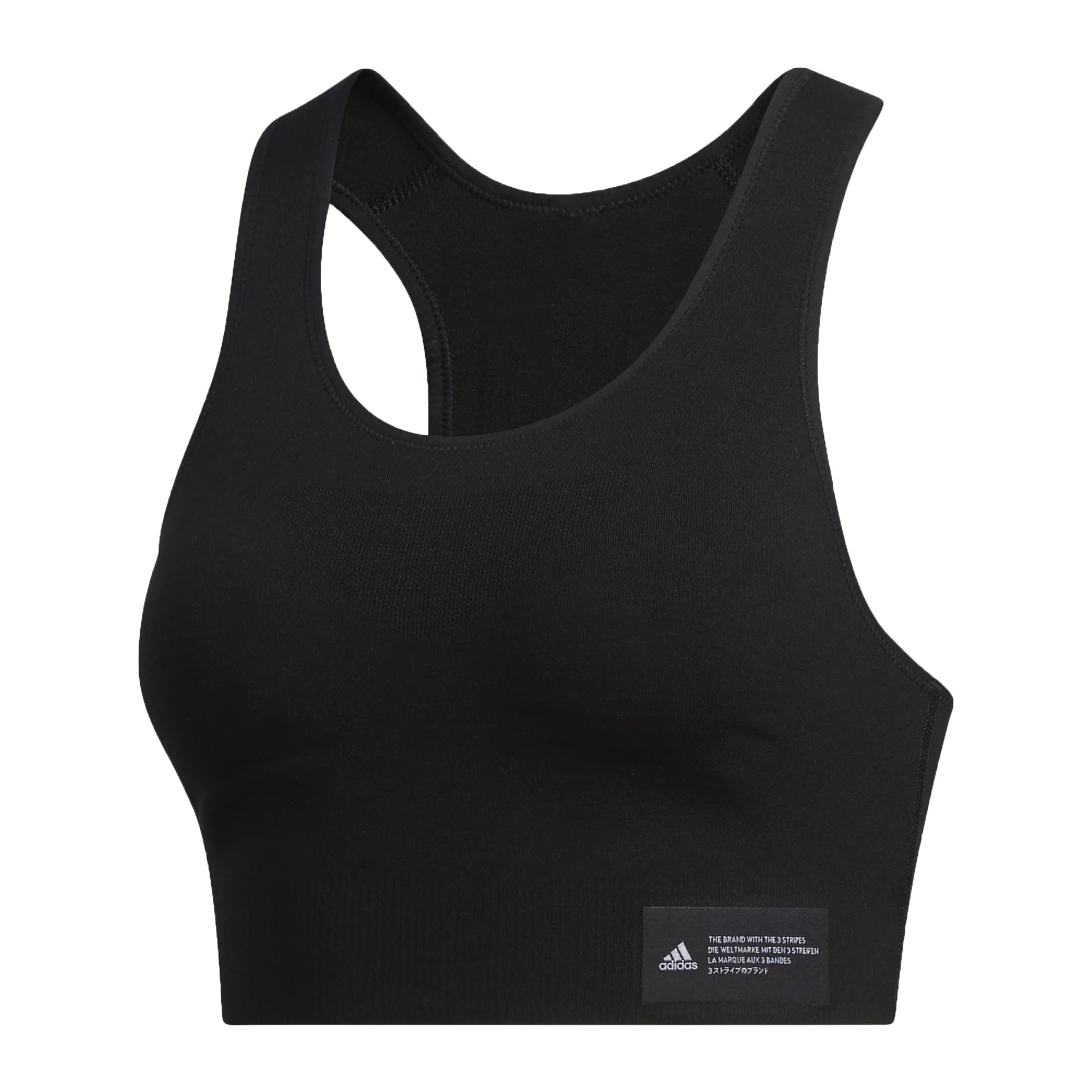 Image of adidas Womens Primeknit Fine Sports Bra Black Front