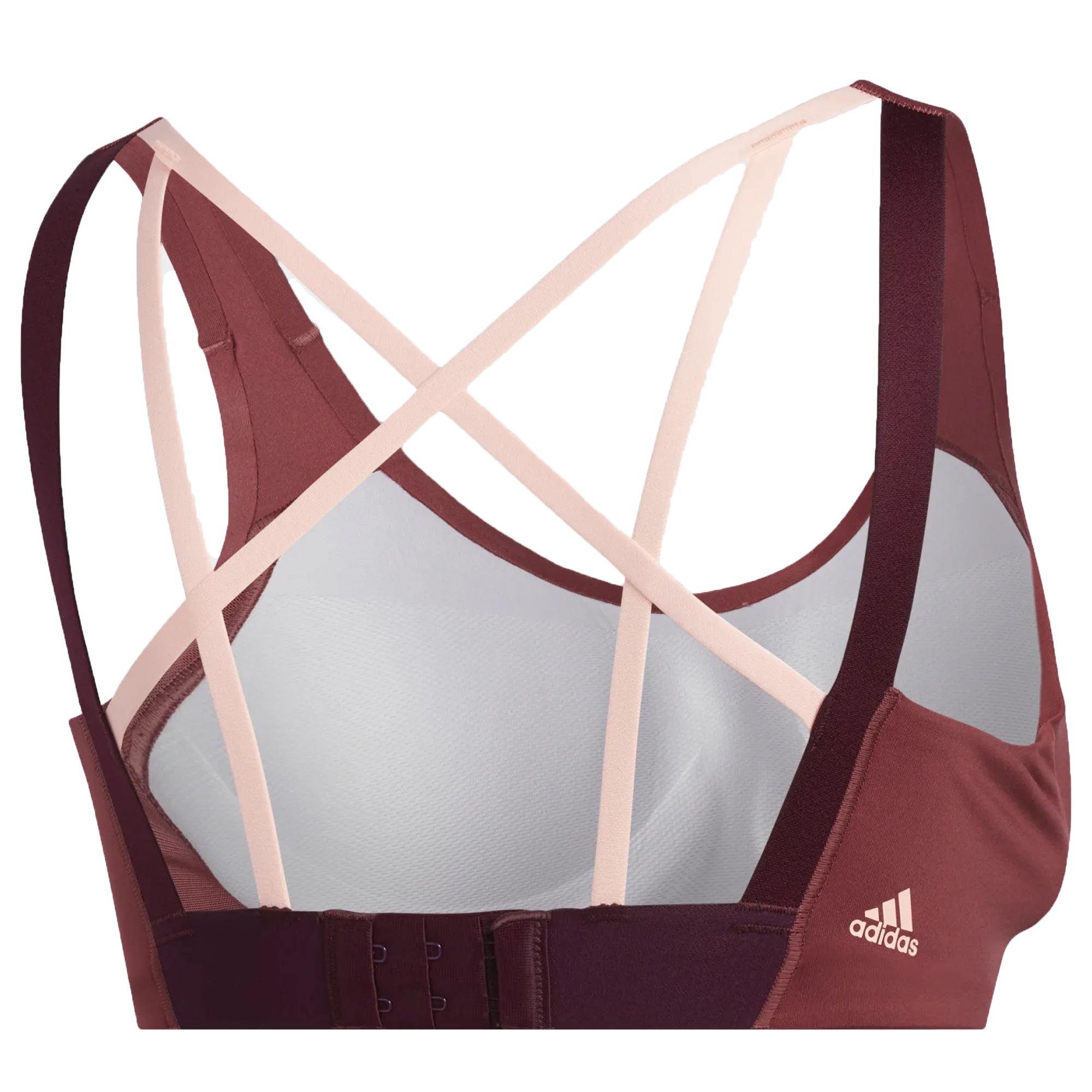 Image of adidas Womens Stronger For It Racer Sports Bra Red/Maroon Back