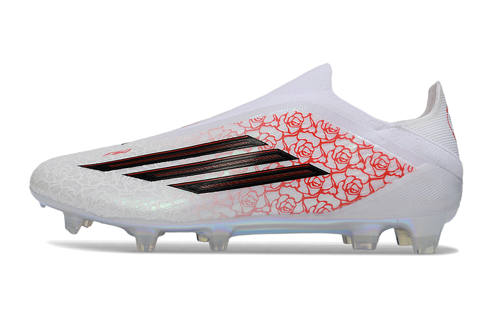 Image of Adidas F50 Elite FG Laceless Lamine Yamal Heart Breaker football boots in pink and black for firm ground