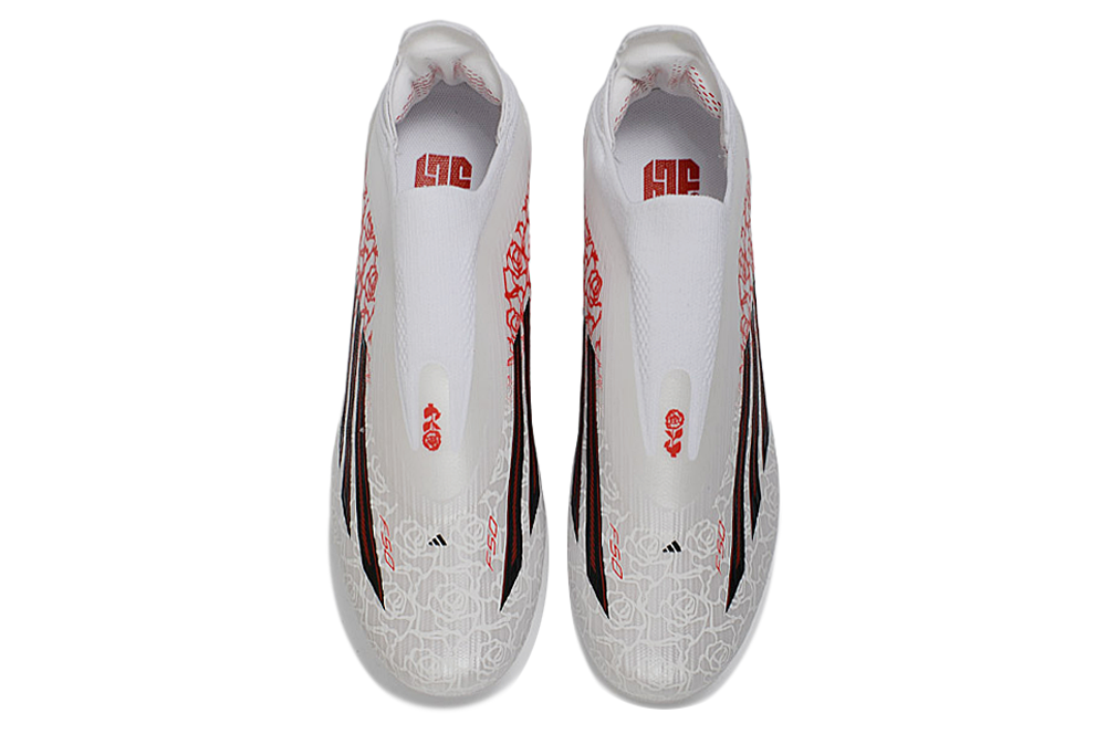 Image of Adidas F50+ Elite FG Laceless Yamal Heart Breaker pink and black speed boots
