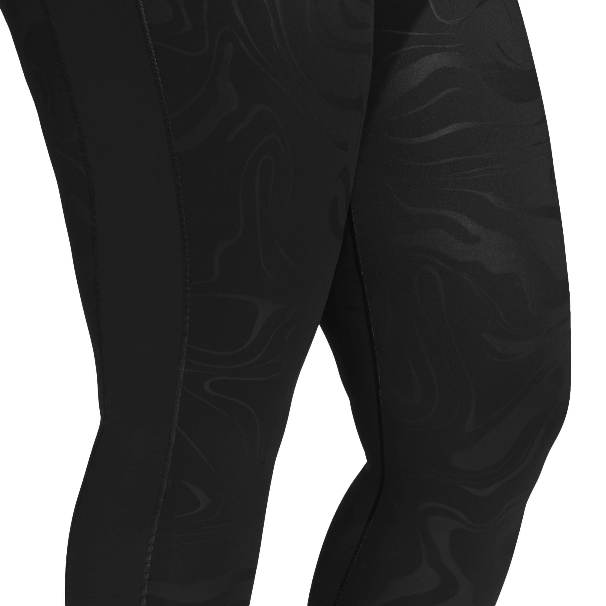 Image of adidas Women's Believe This Glam On Long Tights (Plus Size) Black Side Zoomed Knee