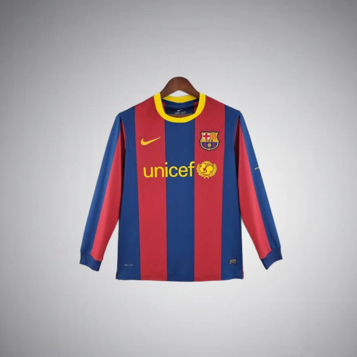 Image of Barcelona 2010 - 2011 Long Sleeve Home Kit - Premium Quality Jersey at FootballPrestige.com