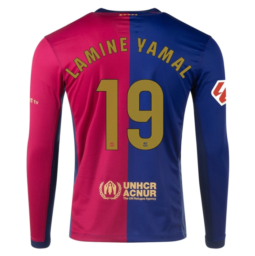 Barcelona 2024-2025 Home Long Sleeves Football Jersey, Lamine Yamal Football Jerseys, Barcelona Jersey, La Liga Jersey. AXLLBC11