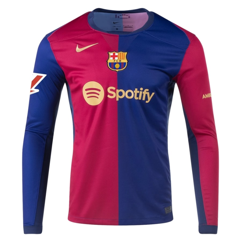Barcelona 2024-2025 Home Long Sleeves Football Jersey, Lamine Yamal Football Jerseys, Barcelona Jersey, La Liga Jersey. AXLLBC11