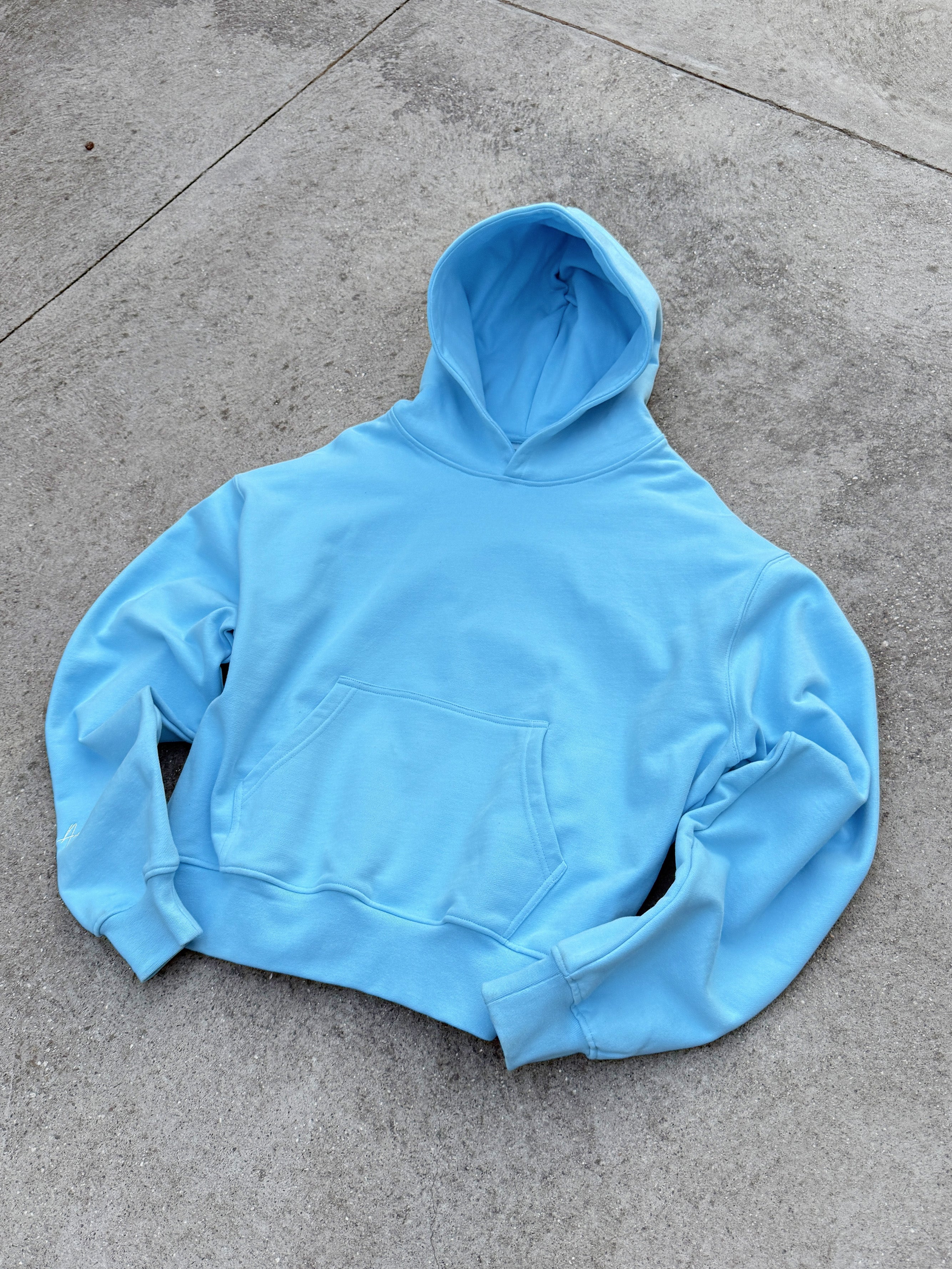 Image of Prior Embroidery Logo Oversized Cropped Hoodie Coast