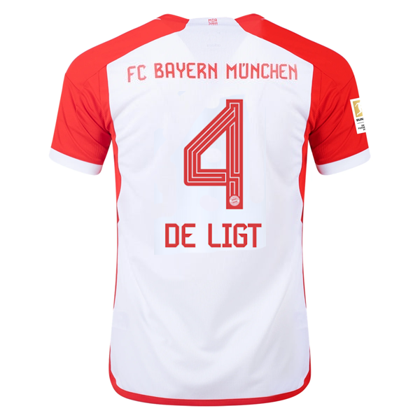 Image of adidas Bayern Munich Matthijs de Ligt Home Jersey 23/24 w/ Bundesliga Champion P